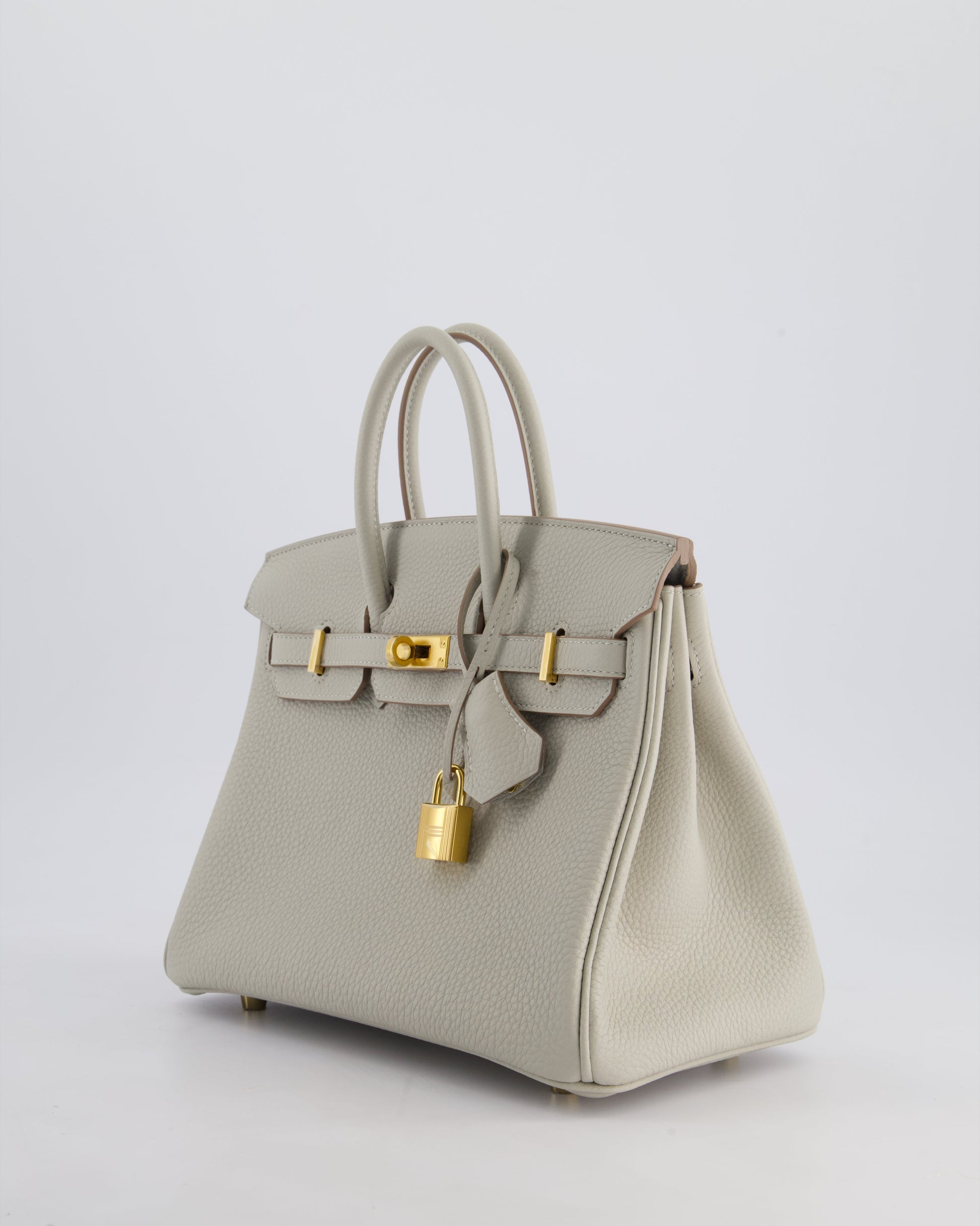 Hermes Birkin 25cm Retourne Bag in Gris Perle Togo Leather with Gold Hardware