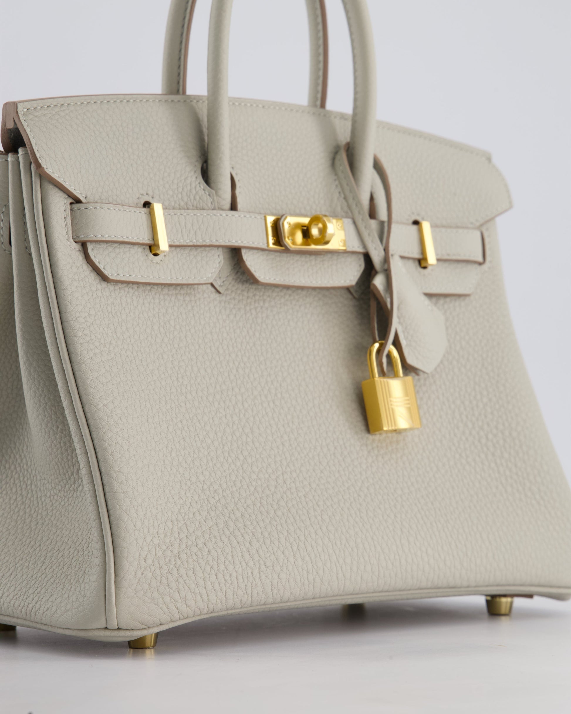 Hermes Birkin 25cm Retourne Bag in Gris Perle Togo Leather with Gold Hardware