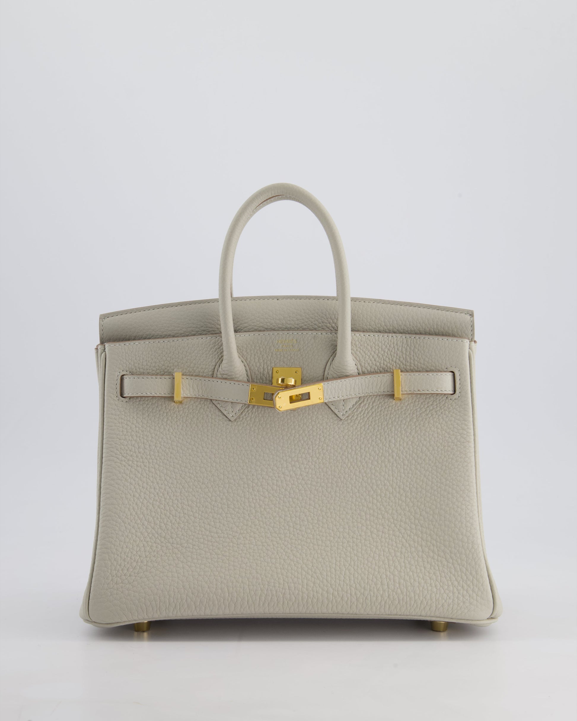 Hermes Birkin 25cm Retourne Bag in Gris Perle Togo Leather with Gold Hardware