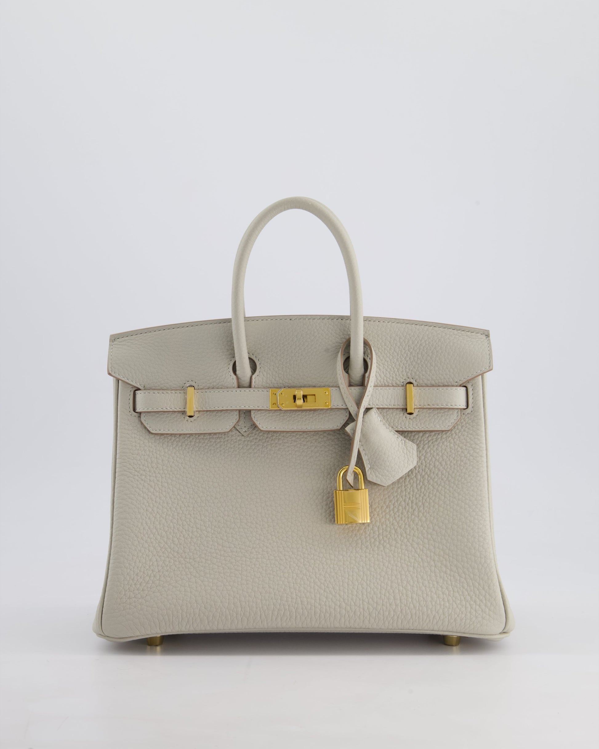Hermes Birkin 25cm Retourne Bag in Gris Perle Togo Leather with Gold Hardware
