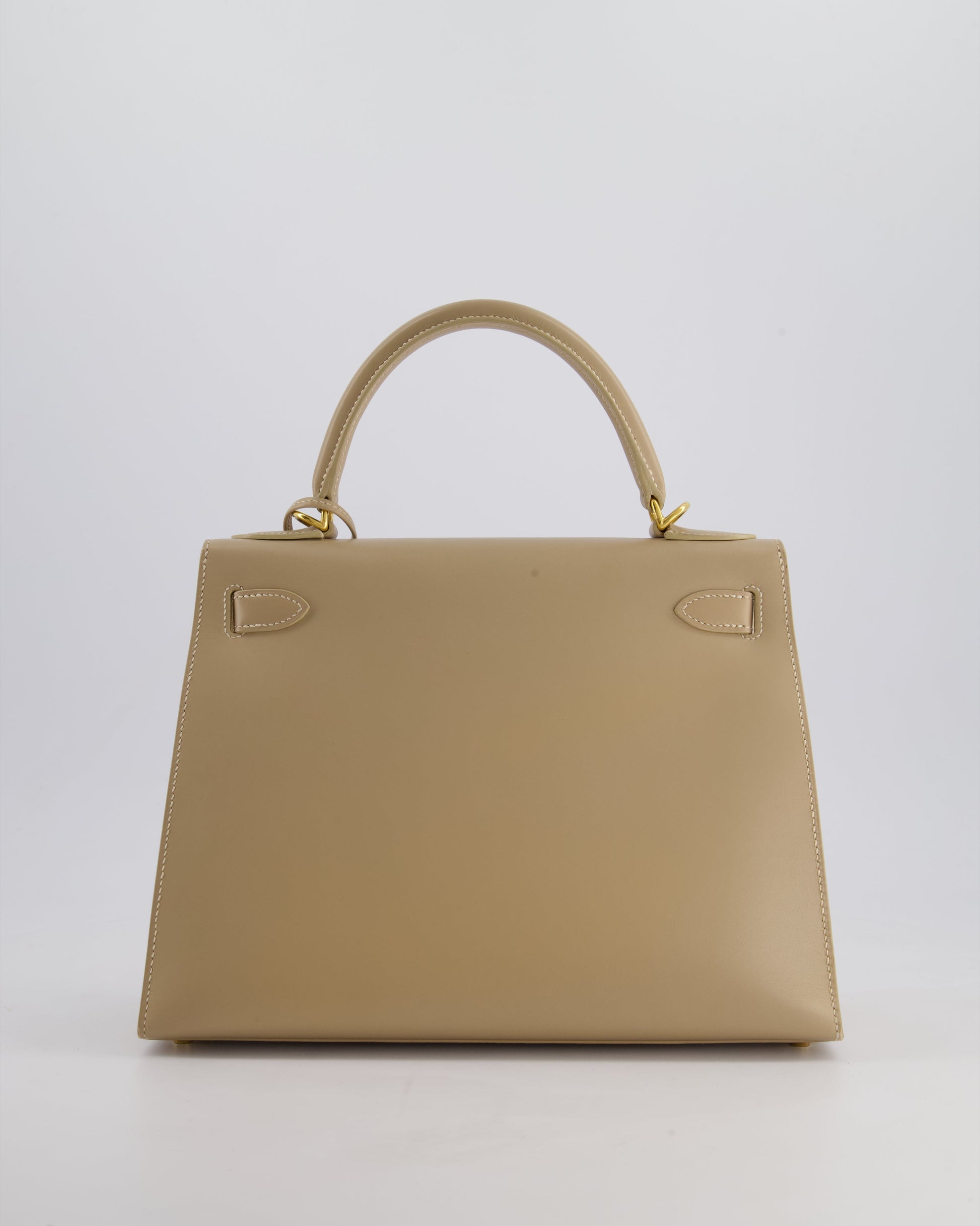 Hermes Kelly 28cm Sellier Bag in Beige Box Leather with Gold Hardware