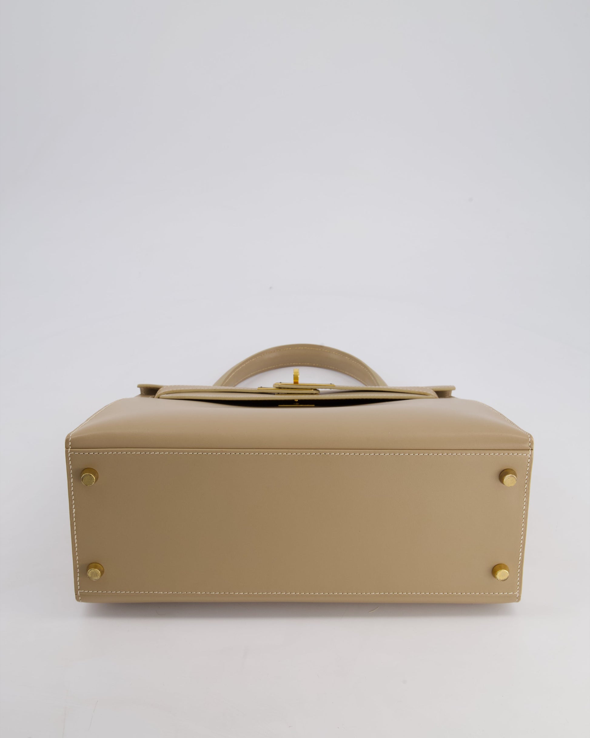 Hermes Kelly 28cm Sellier Bag in Beige Box Leather with Gold Hardware