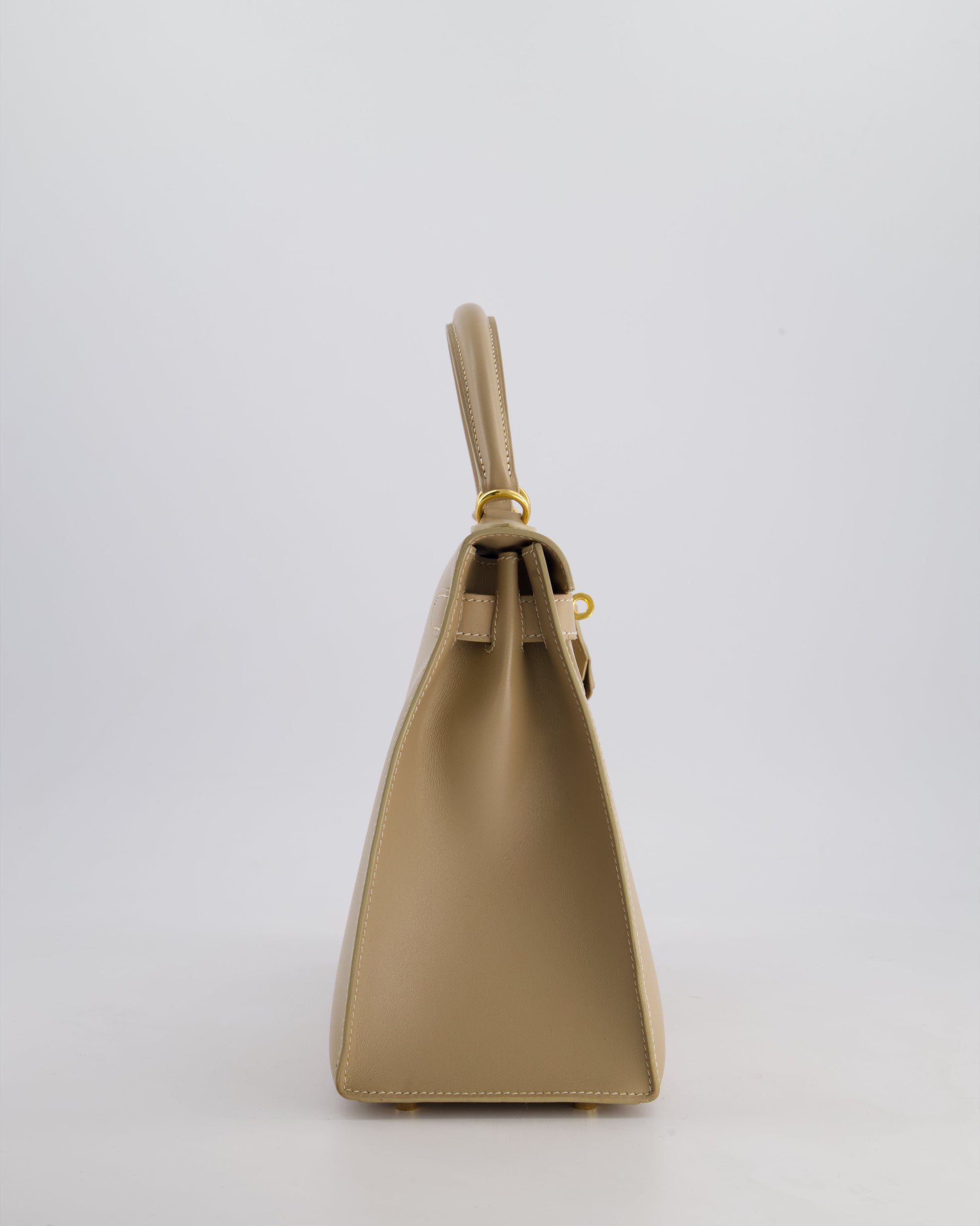 Hermes Kelly 28cm Sellier Bag in Beige Box Leather with Gold Hardware