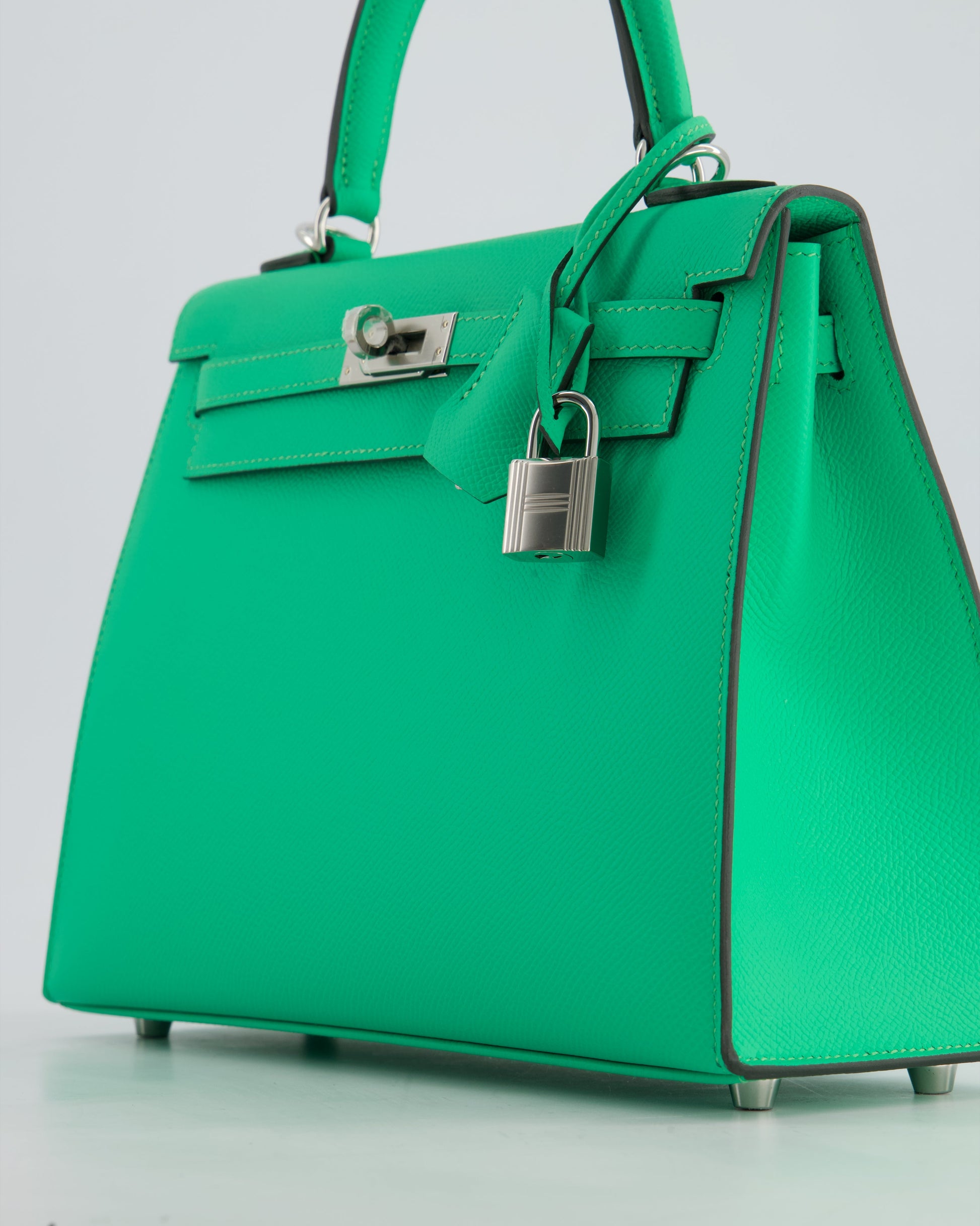 Hermes Kelly Sellier 25cm Bag in Vert Comics Epsom Leather with Palladium Hardware