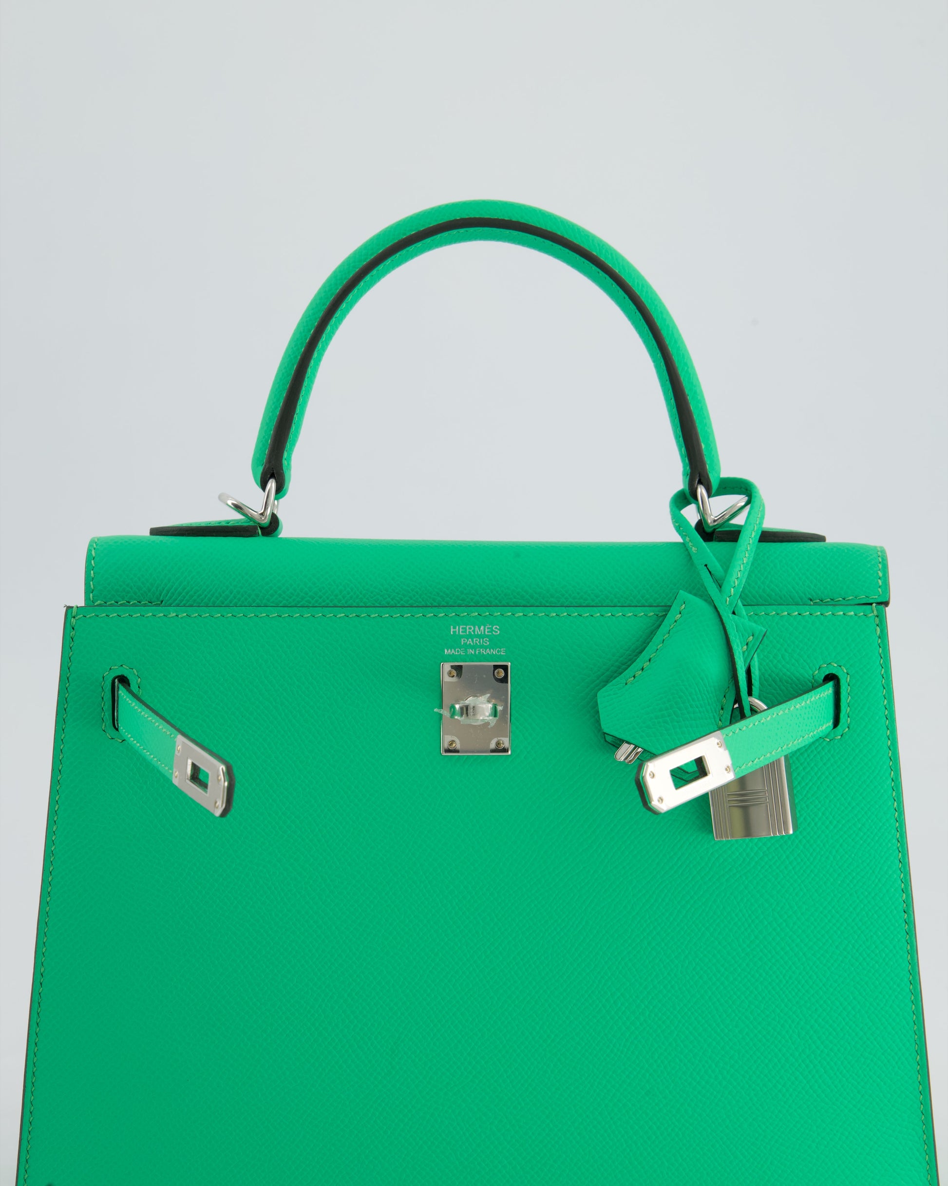 Hermes Kelly Sellier 25cm Bag in Vert Comics Epsom Leather with Palladium Hardware