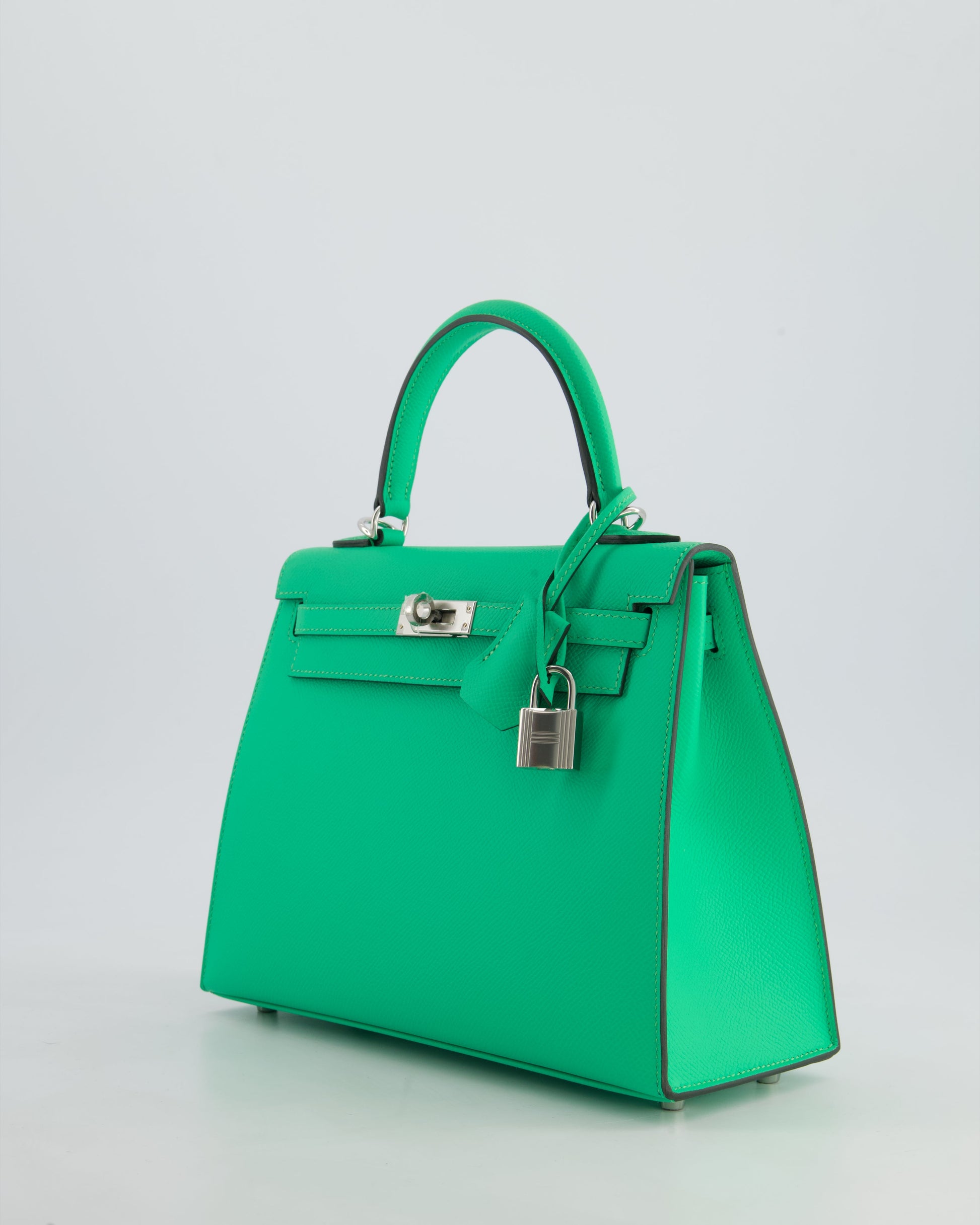 Hermes Kelly Sellier 25cm Bag in Vert Comics Epsom Leather with Palladium Hardware