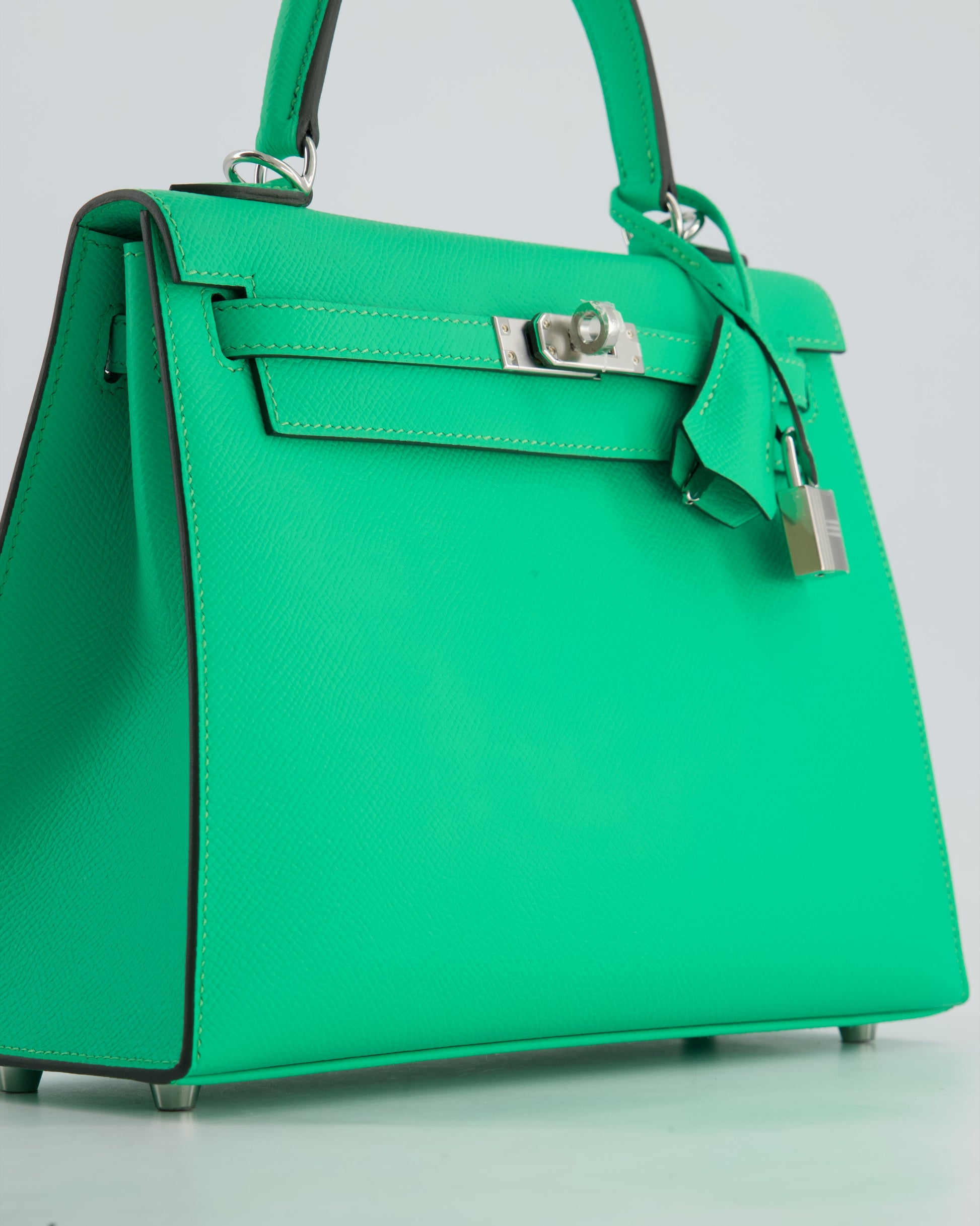 Hermes Kelly Sellier 25cm Bag in Vert Comics Epsom Leather with Palladium Hardware