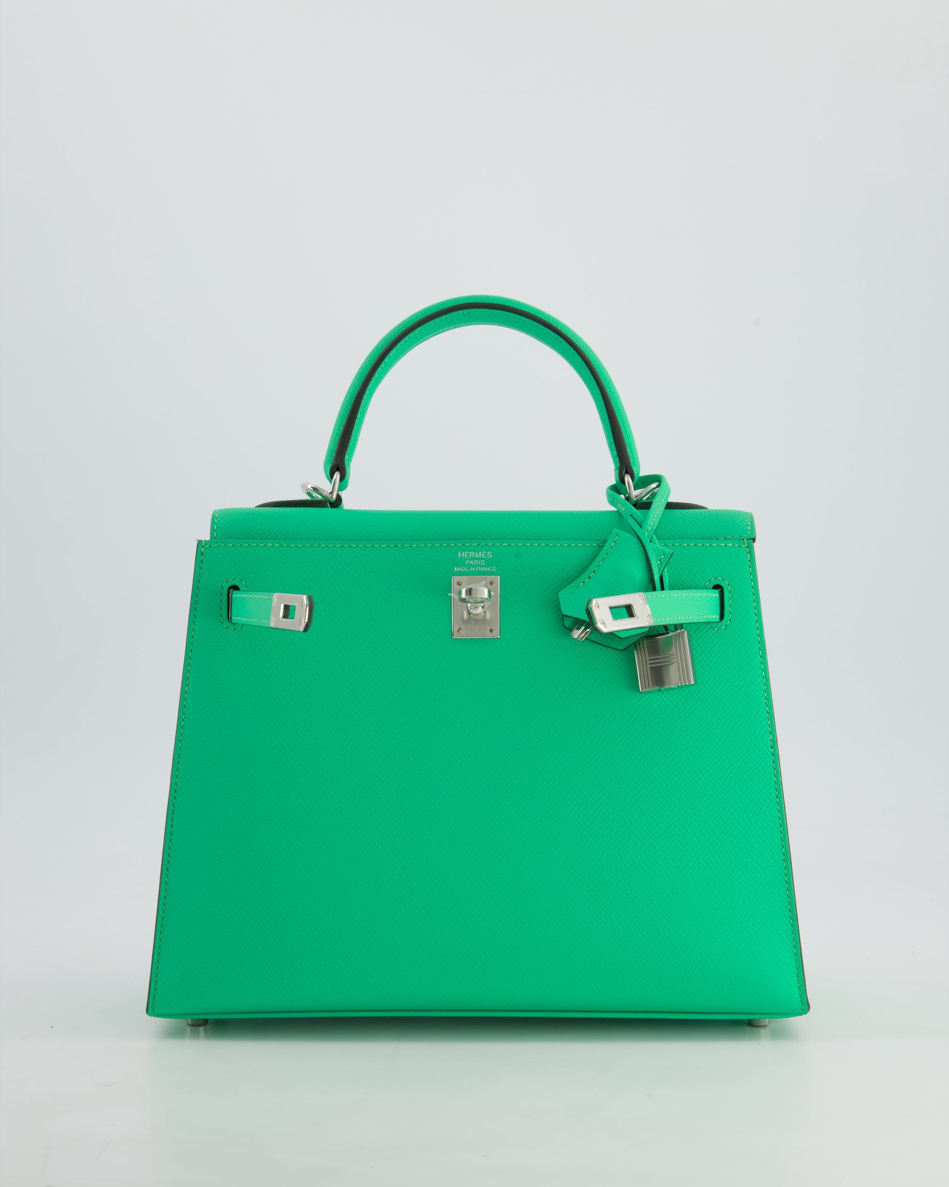 Hermes Kelly Sellier 25cm Bag in Vert Comics Epsom Leather with Palladium Hardware
