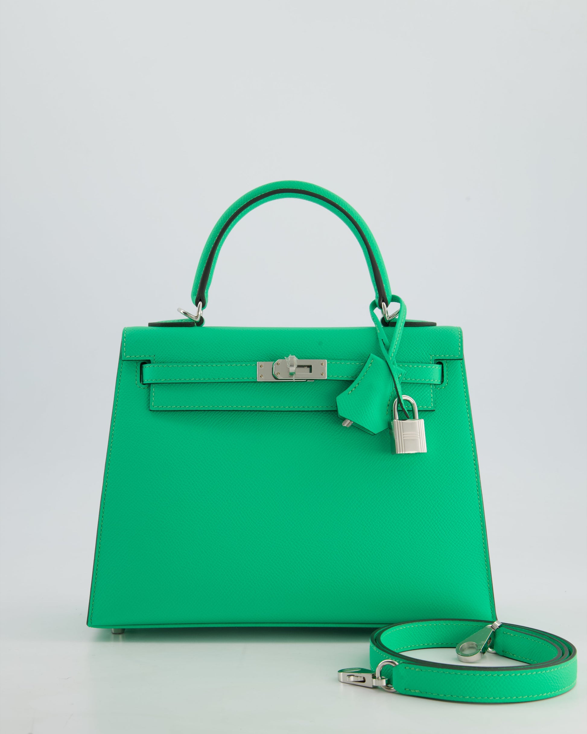 Hermes Kelly Sellier 25cm Bag in Vert Comics Epsom Leather with Palladium Hardware