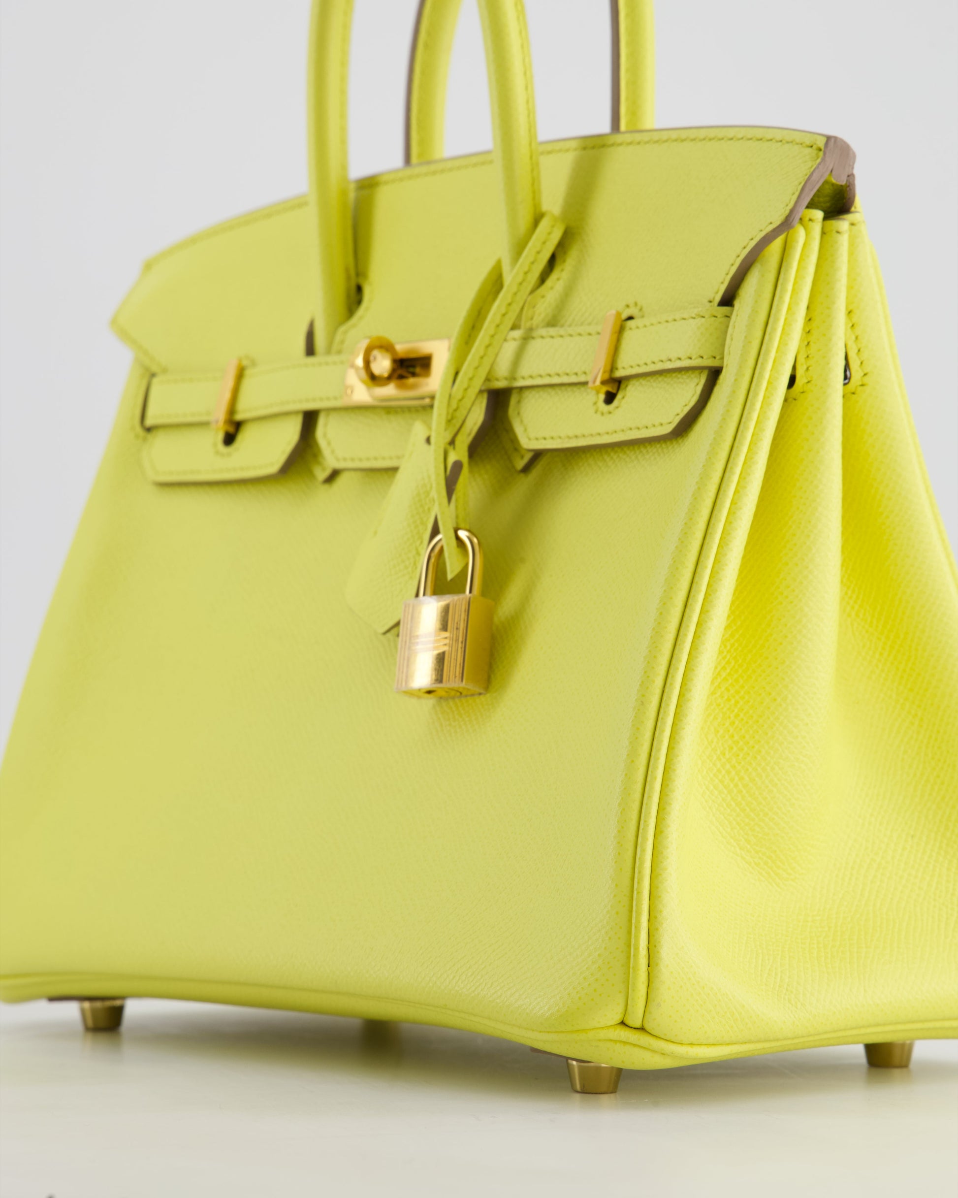 Hermes Birkin 25cm Retourne Bag in Lime Epsom Leather with Gold Hardware