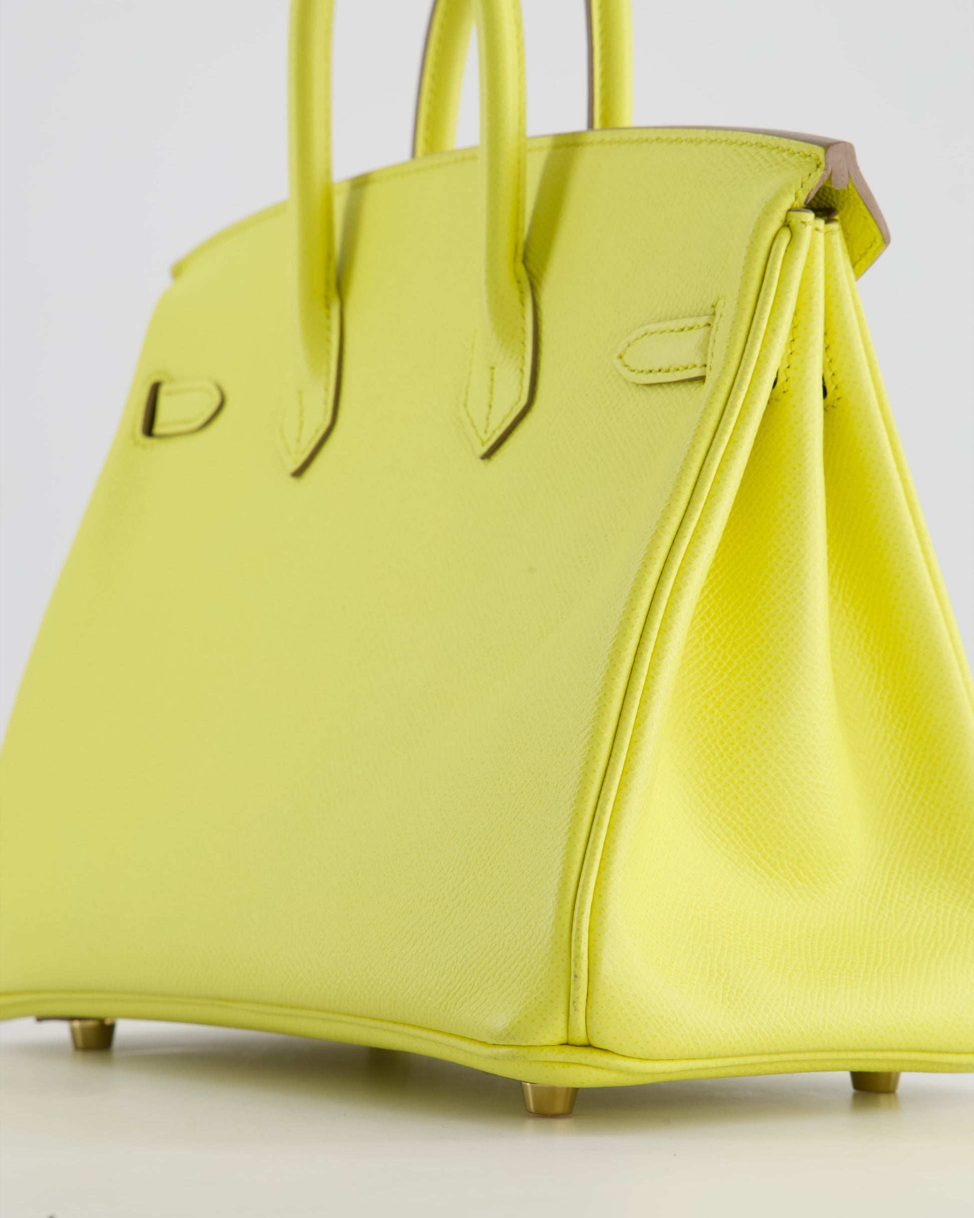 Hermes Birkin 25cm Retourne Bag in Lime Epsom Leather with Gold Hardware