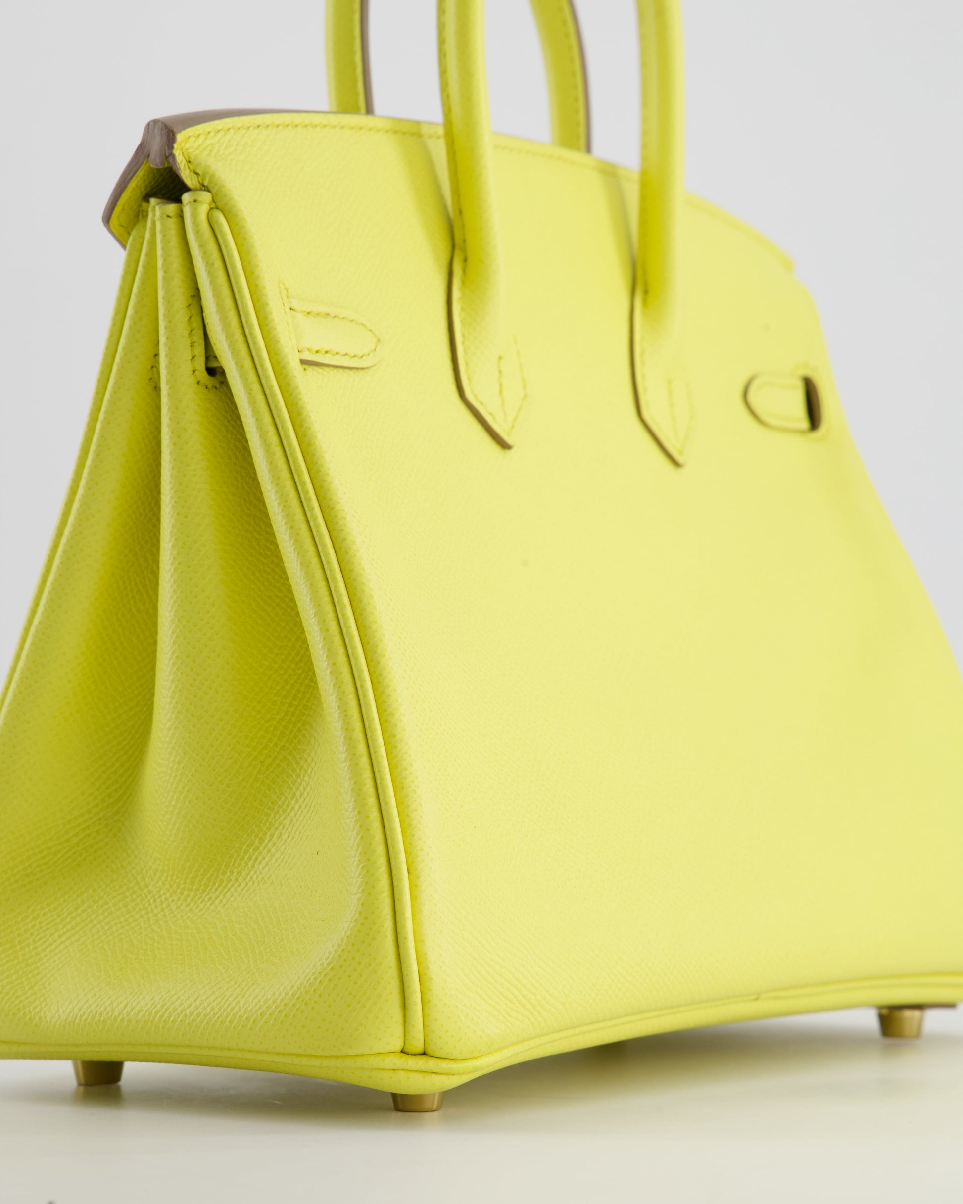 Hermes Birkin 25cm Retourne Bag in Lime Epsom Leather with Gold Hardware