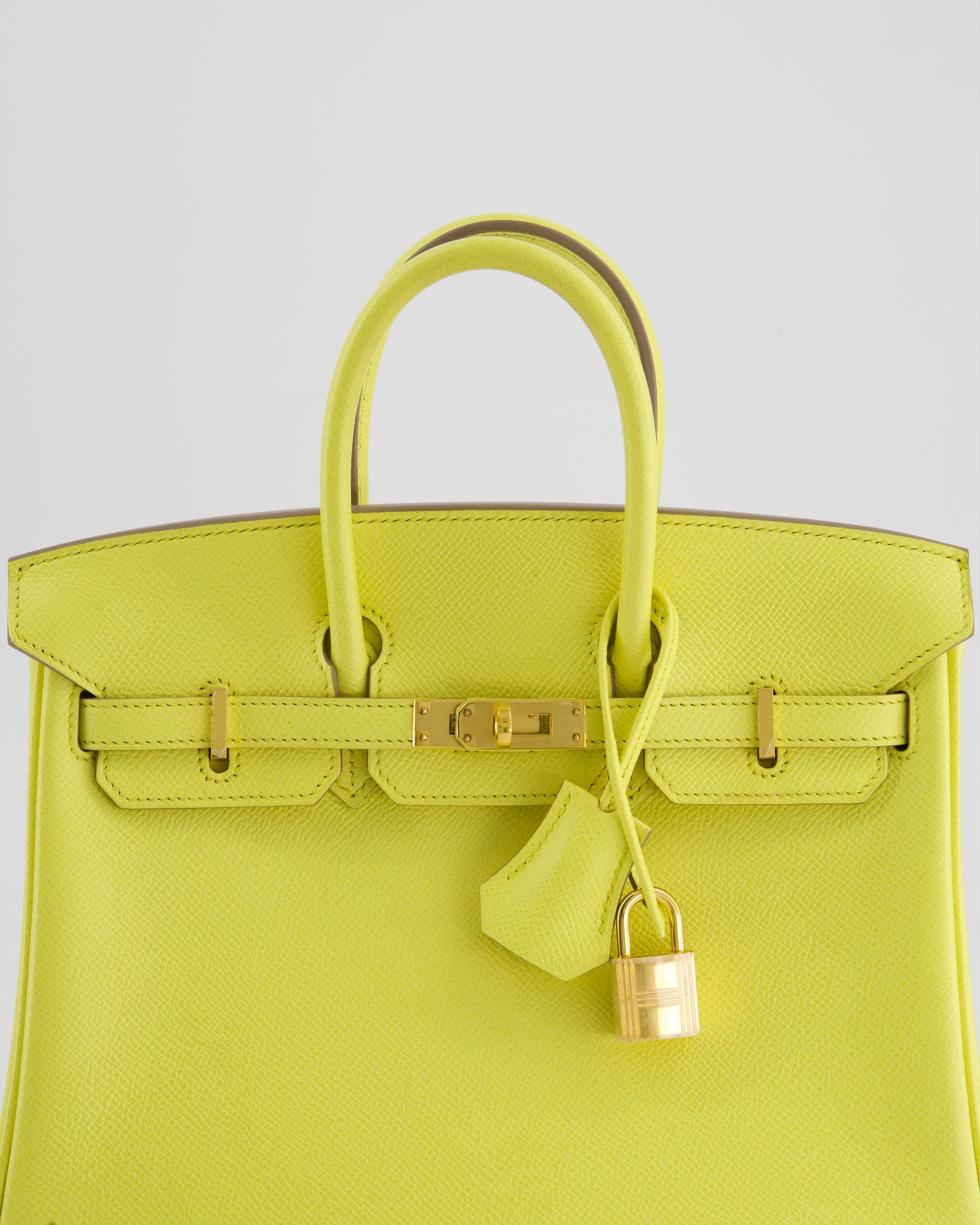 Hermes Birkin 25cm Retourne Bag in Lime Epsom Leather with Gold Hardware