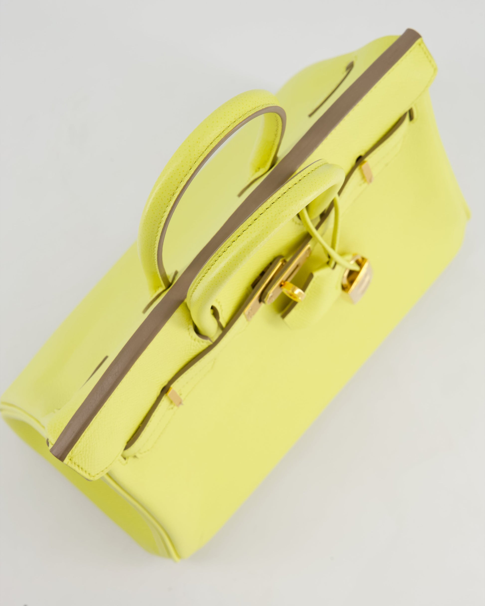 Hermes Birkin 25cm Retourne Bag in Lime Epsom Leather with Gold Hardware