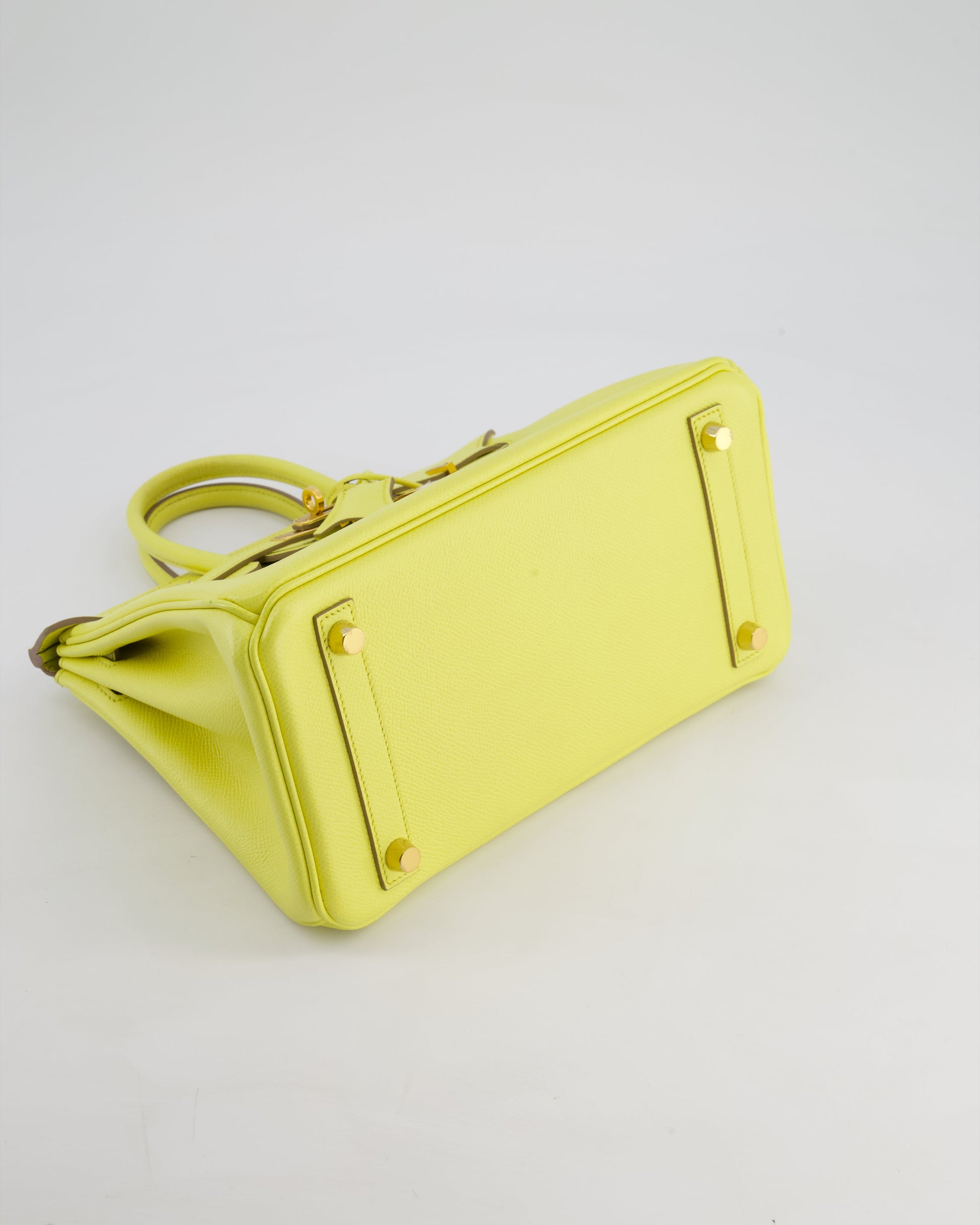 Hermes Birkin 25cm Retourne Bag in Lime Epsom Leather with Gold Hardware