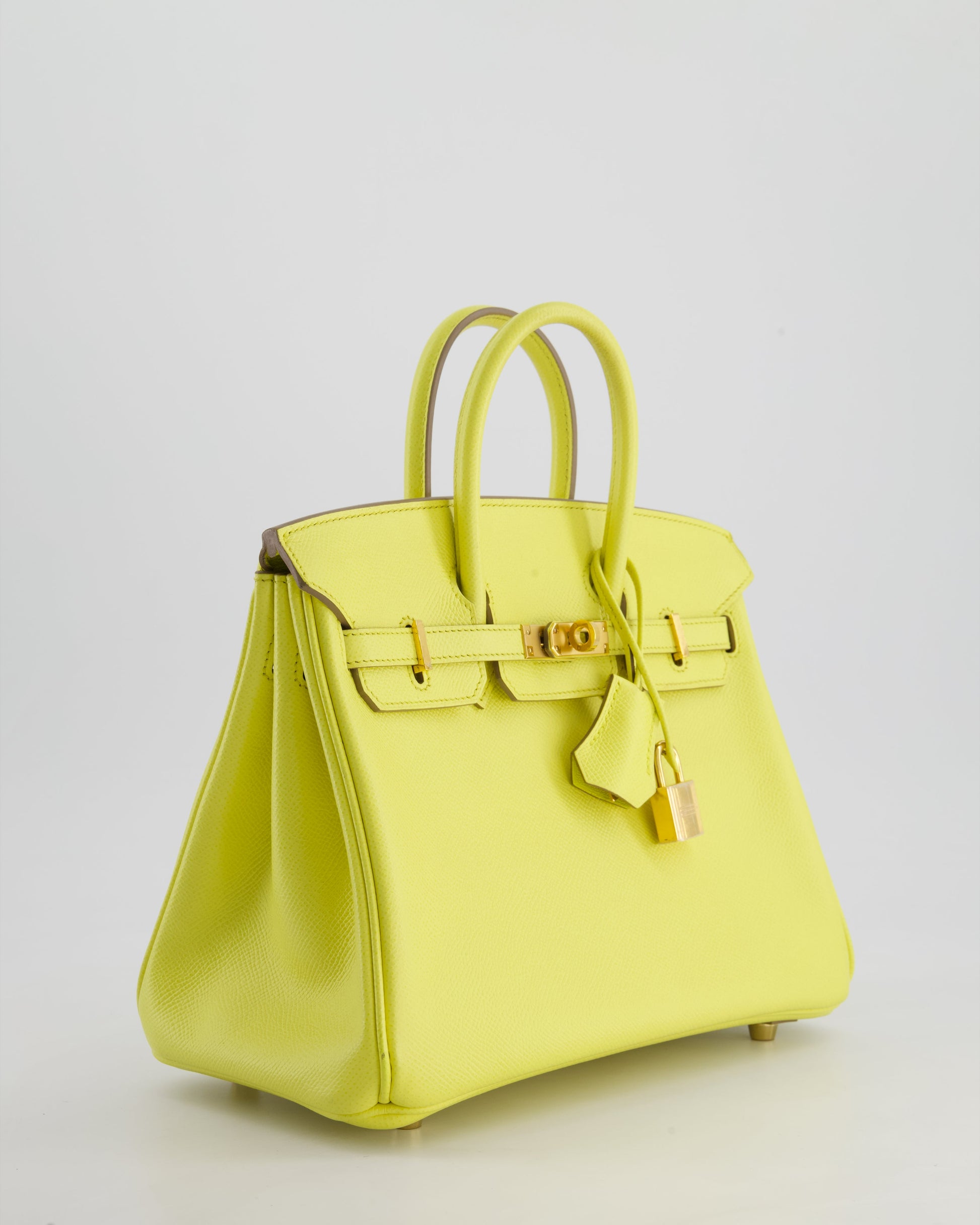 Hermes Birkin 25cm Retourne Bag in Lime Epsom Leather with Gold Hardware