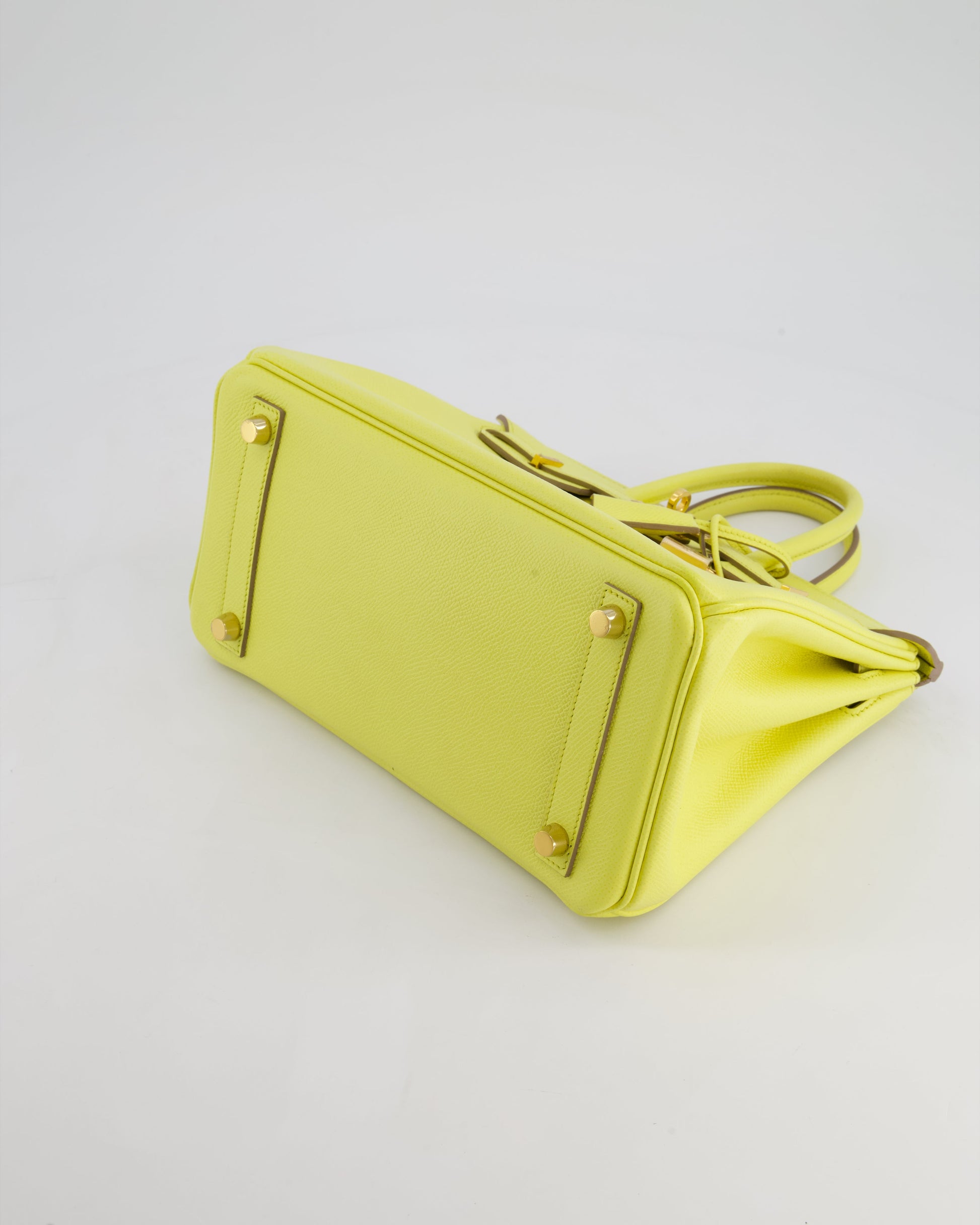 Hermes Birkin 25cm Retourne Bag in Lime Epsom Leather with Gold Hardware