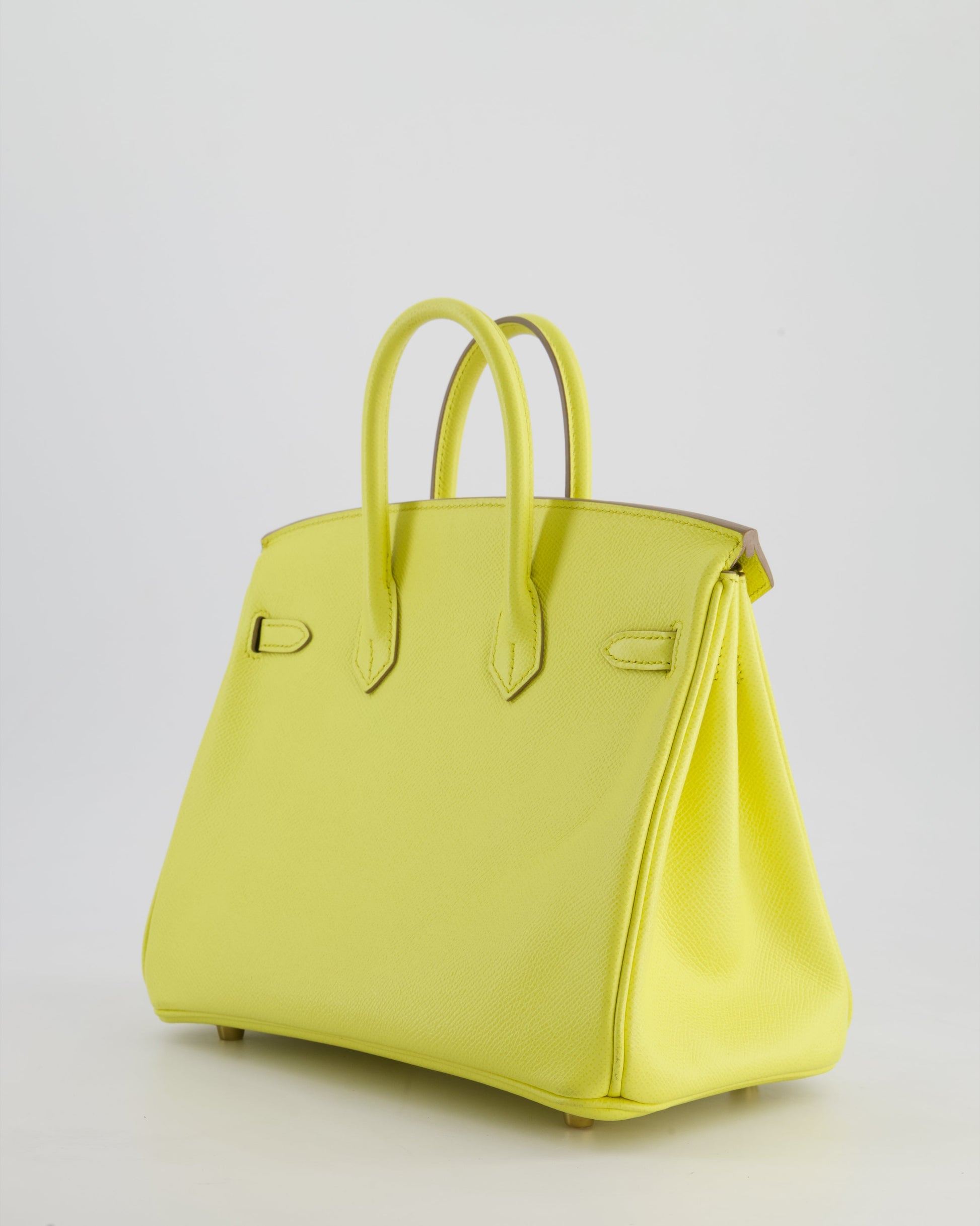 Hermes Birkin 25cm Retourne Bag in Lime Epsom Leather with Gold Hardware