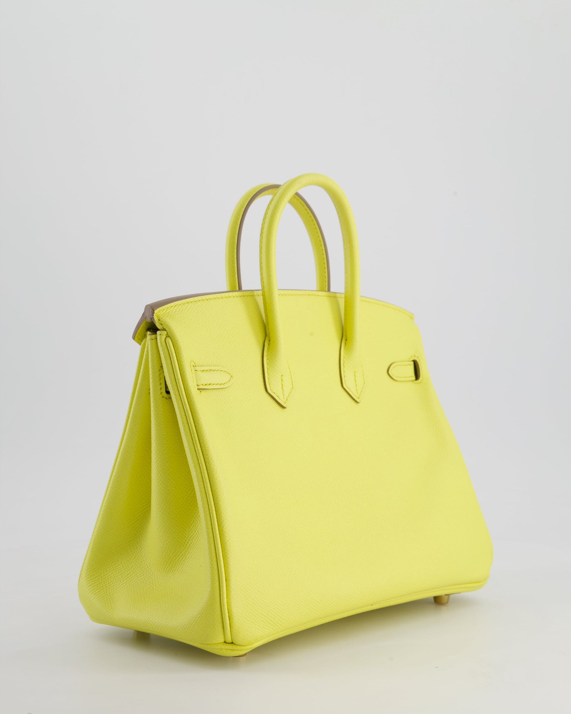 Hermes Birkin 25cm Retourne Bag in Lime Epsom Leather with Gold Hardware