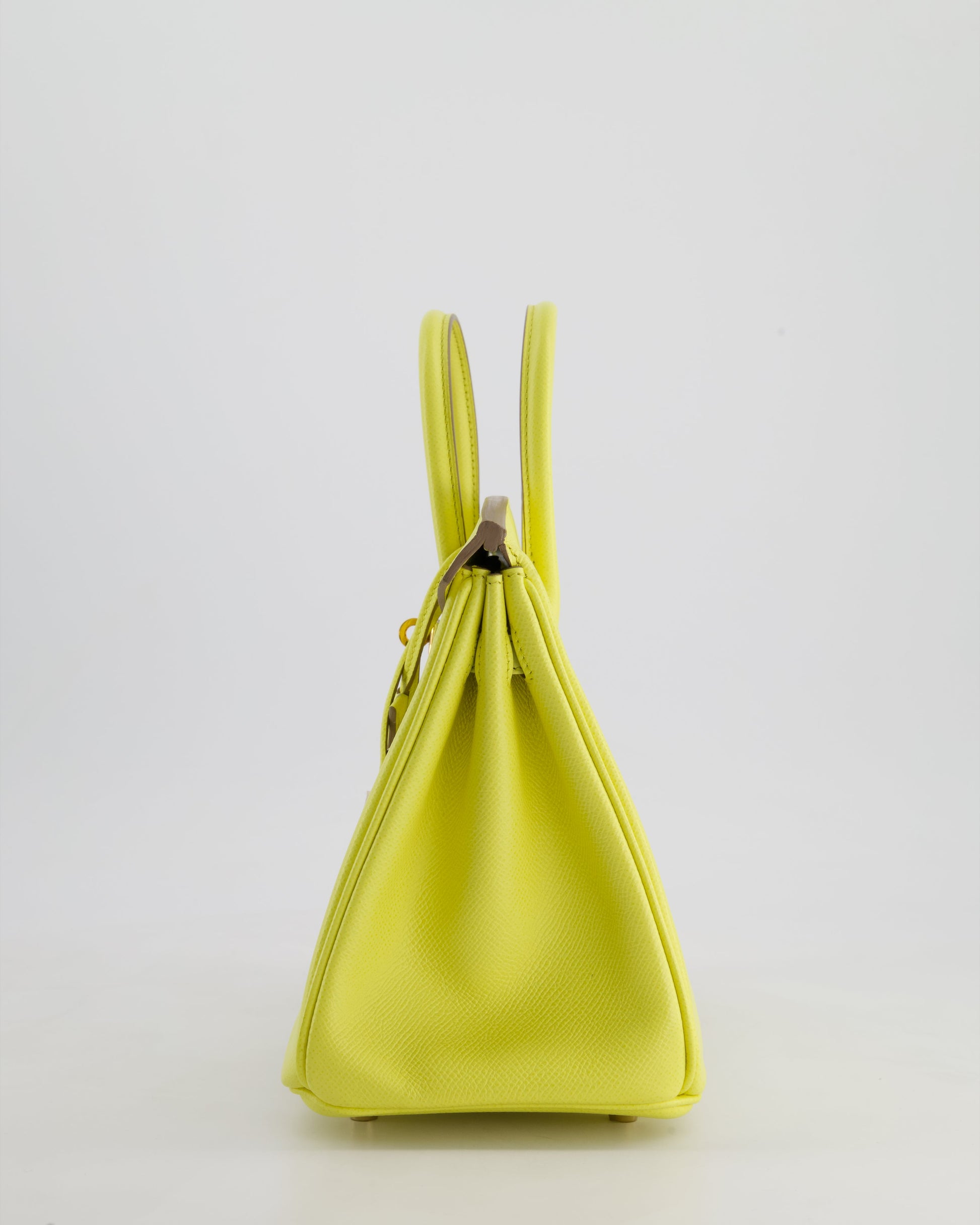 Hermes Birkin 25cm Retourne Bag in Lime Epsom Leather with Gold Hardware