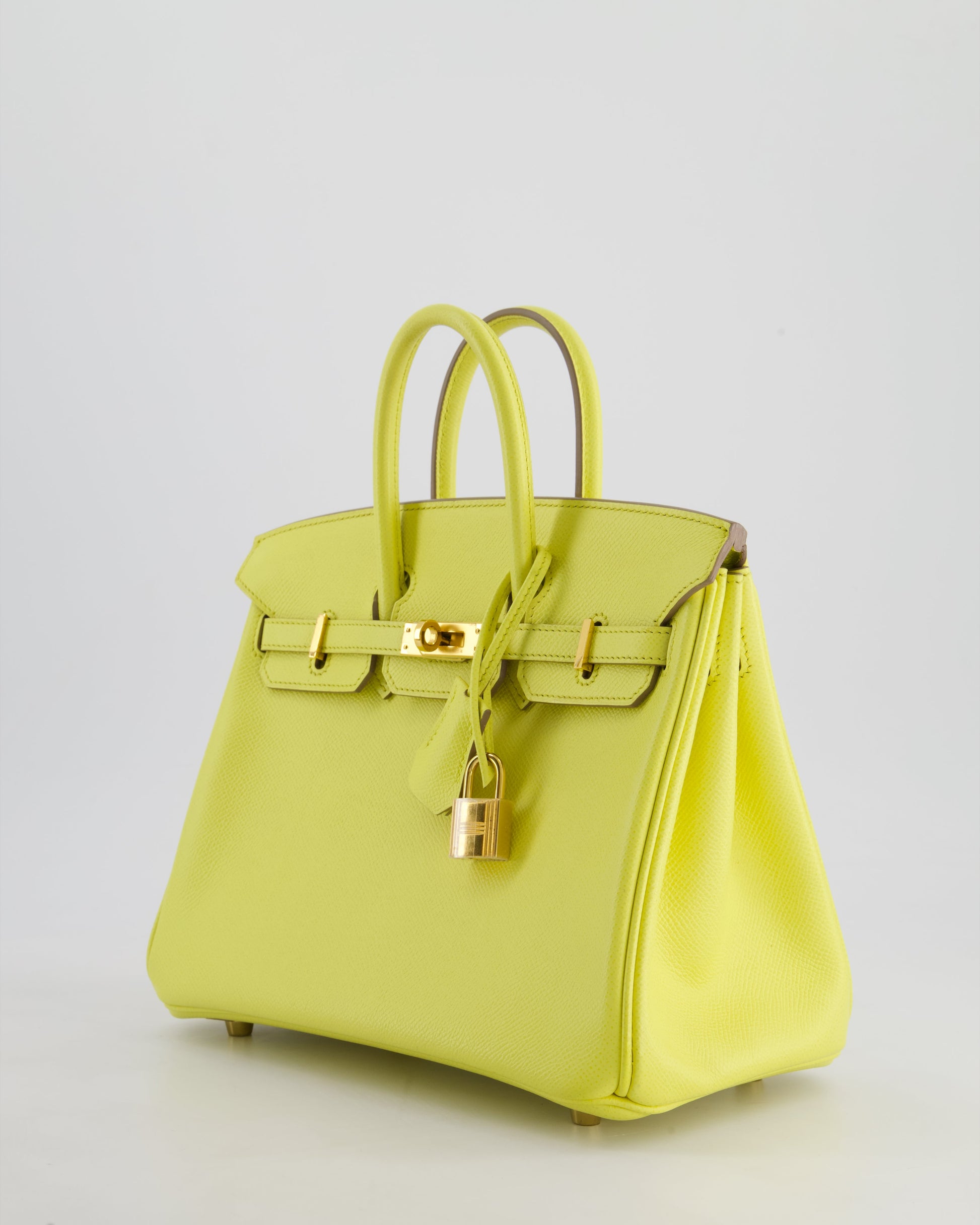 Hermes Birkin 25cm Retourne Bag in Lime Epsom Leather with Gold Hardware