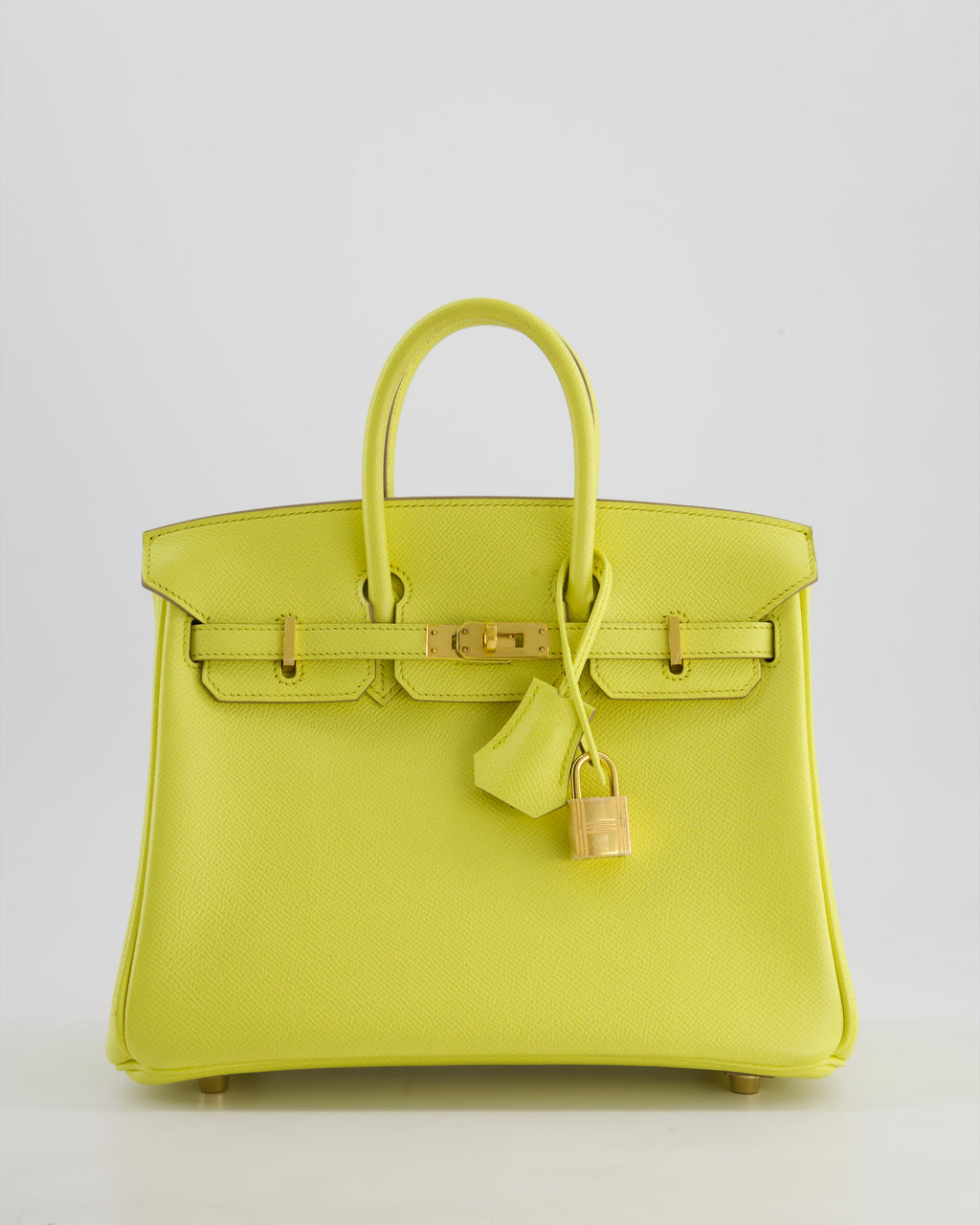 Hermes Birkin 25cm Retourne Bag in Lime Epsom Leather with Gold Hardware