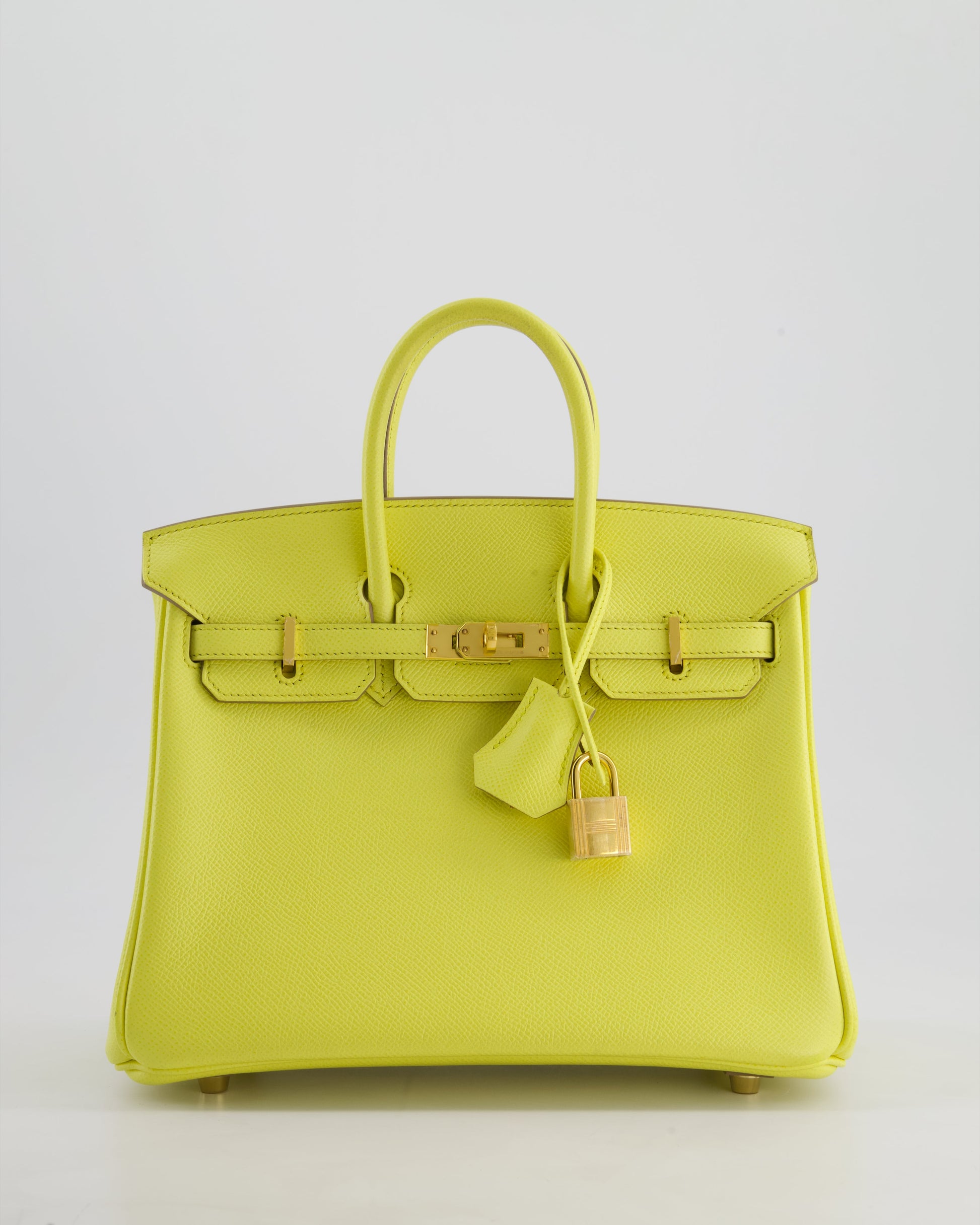 Hermes Birkin 25cm Retourne Bag in Lime Epsom Leather with Gold Hardware