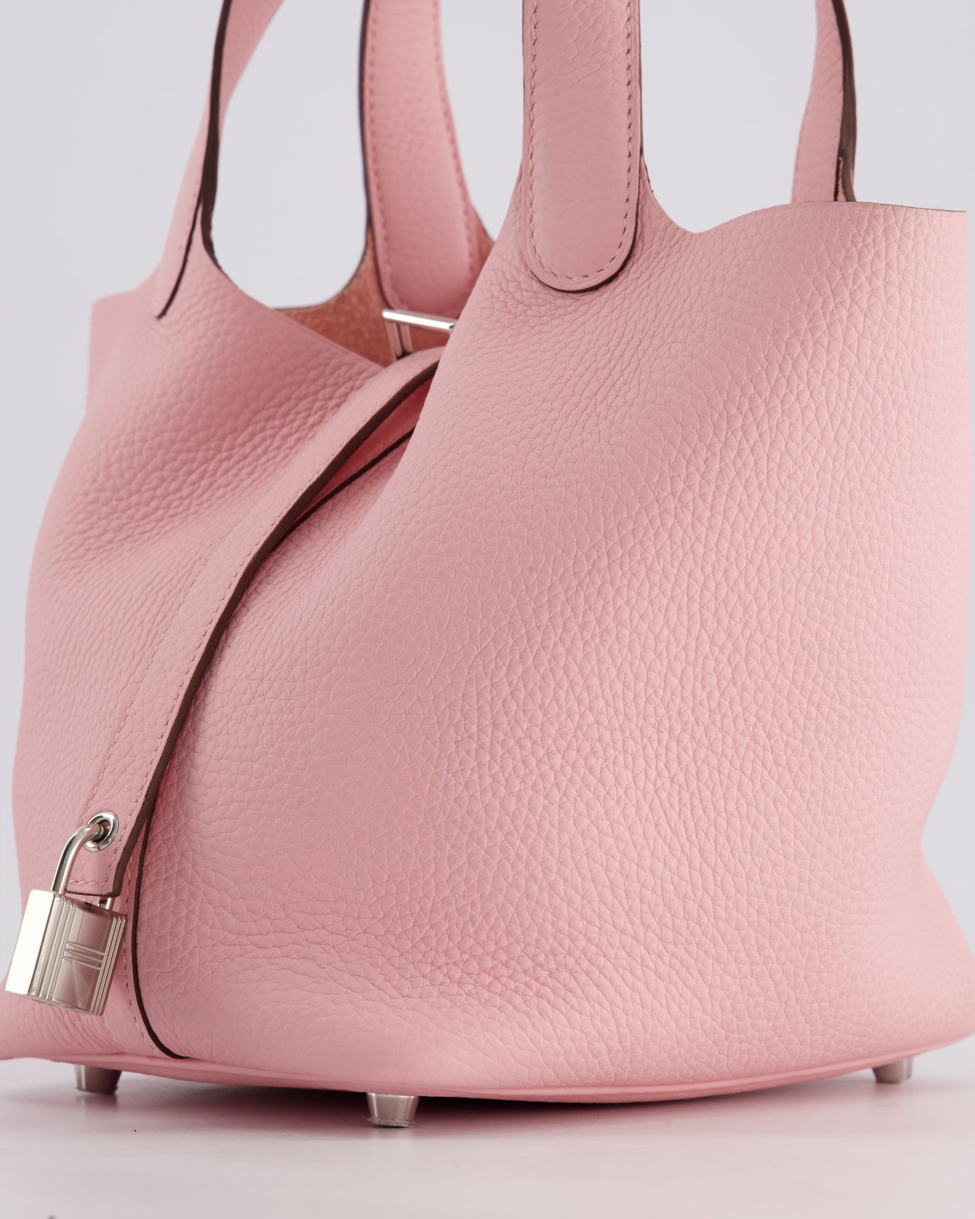 Hermes Picotin Bag 18cm in Rose Sakura Clemence Leather with Palladium Hardware