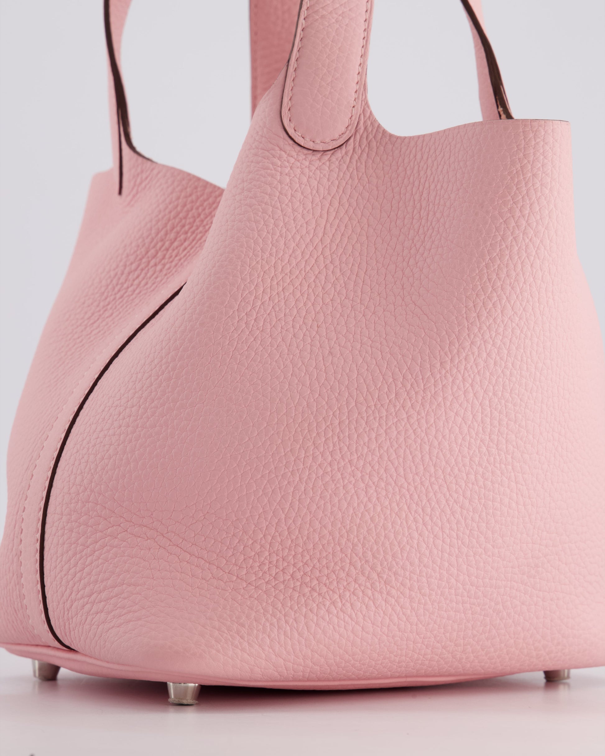 Hermes Picotin Bag 18cm in Rose Sakura Clemence Leather with Palladium Hardware