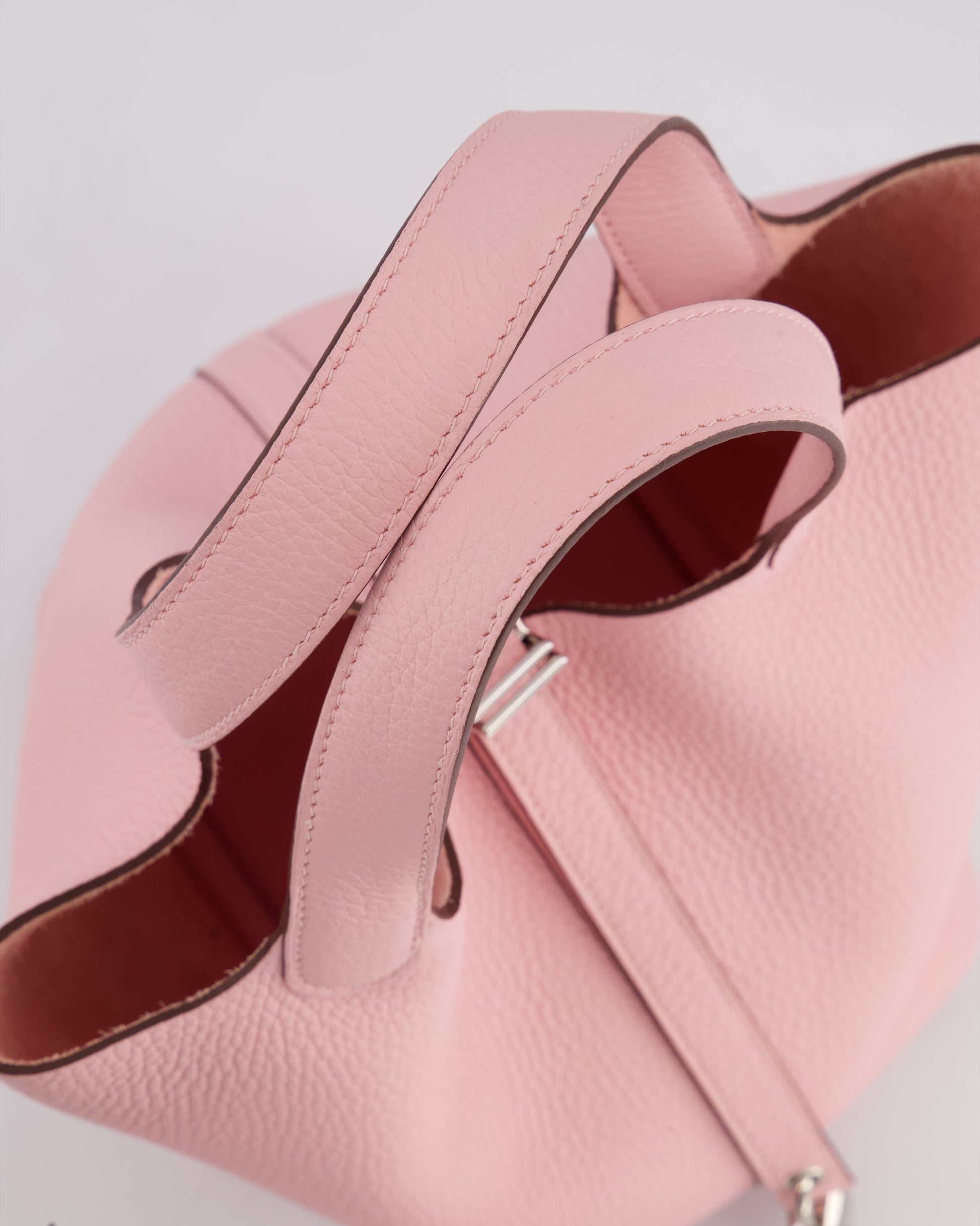 Hermes Picotin Bag 18cm in Rose Sakura Clemence Leather with Palladium Hardware