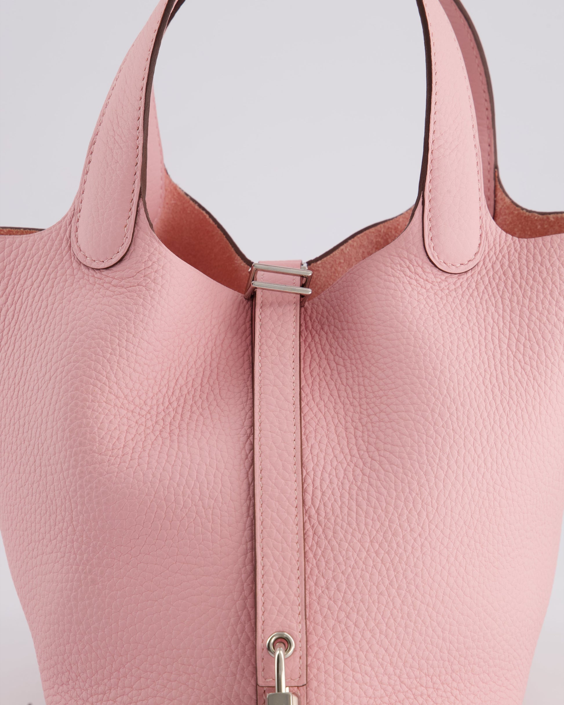 Hermes Picotin Bag 18cm in Rose Sakura Clemence Leather with Palladium Hardware