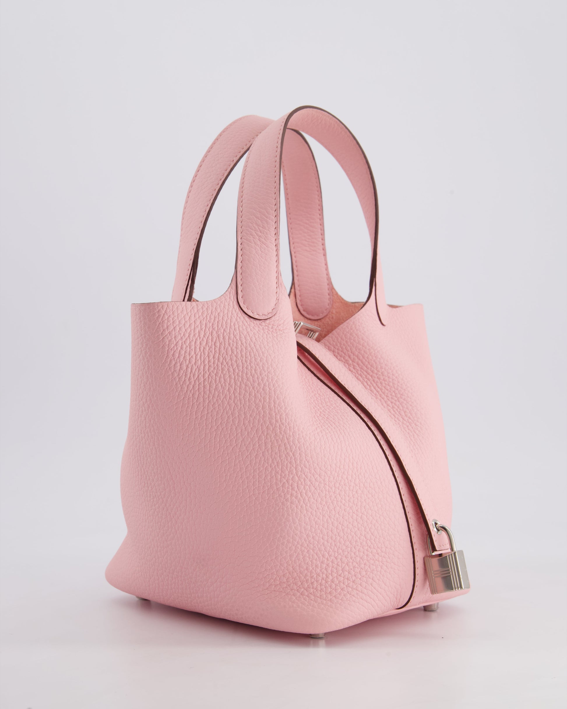 Hermes Picotin Bag 18cm in Rose Sakura Clemence Leather with Palladium Hardware