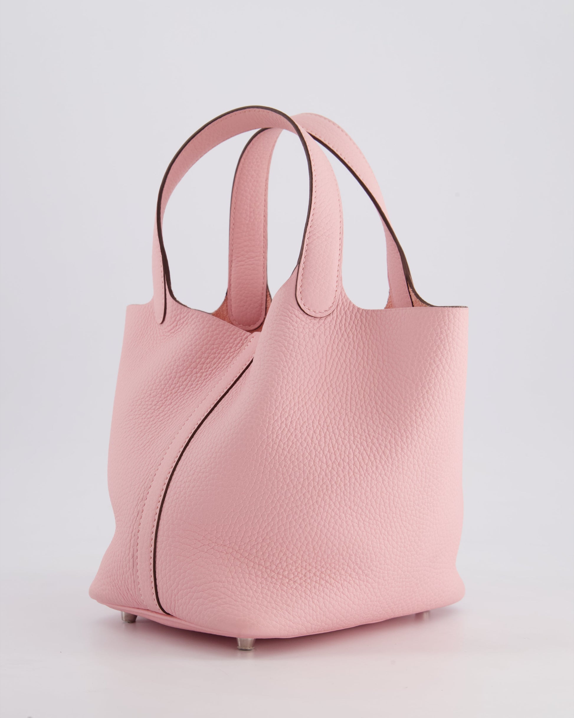 Hermes Picotin Bag 18cm in Rose Sakura Clemence Leather with Palladium Hardware