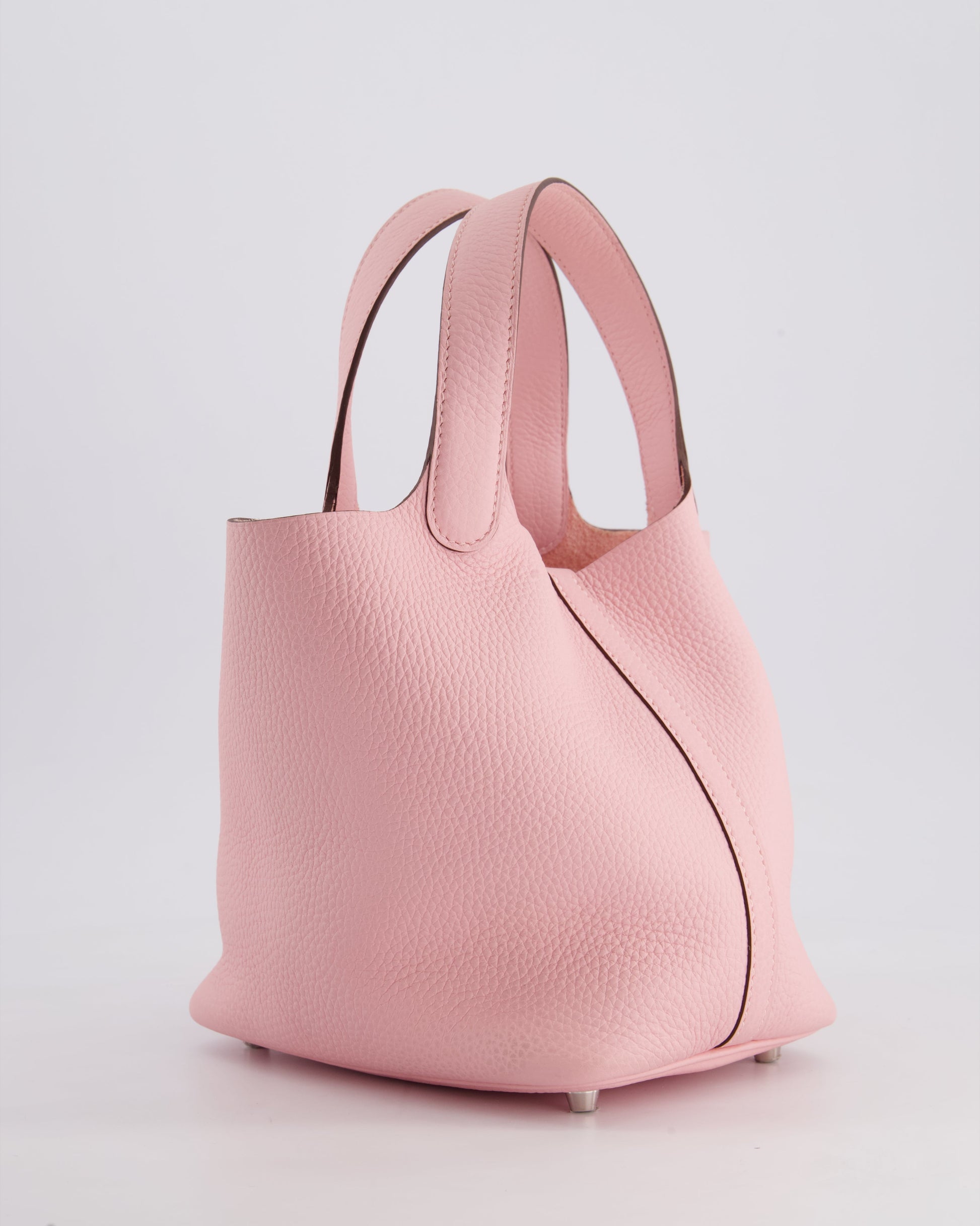Hermes Picotin Bag 18cm in Rose Sakura Clemence Leather with Palladium Hardware