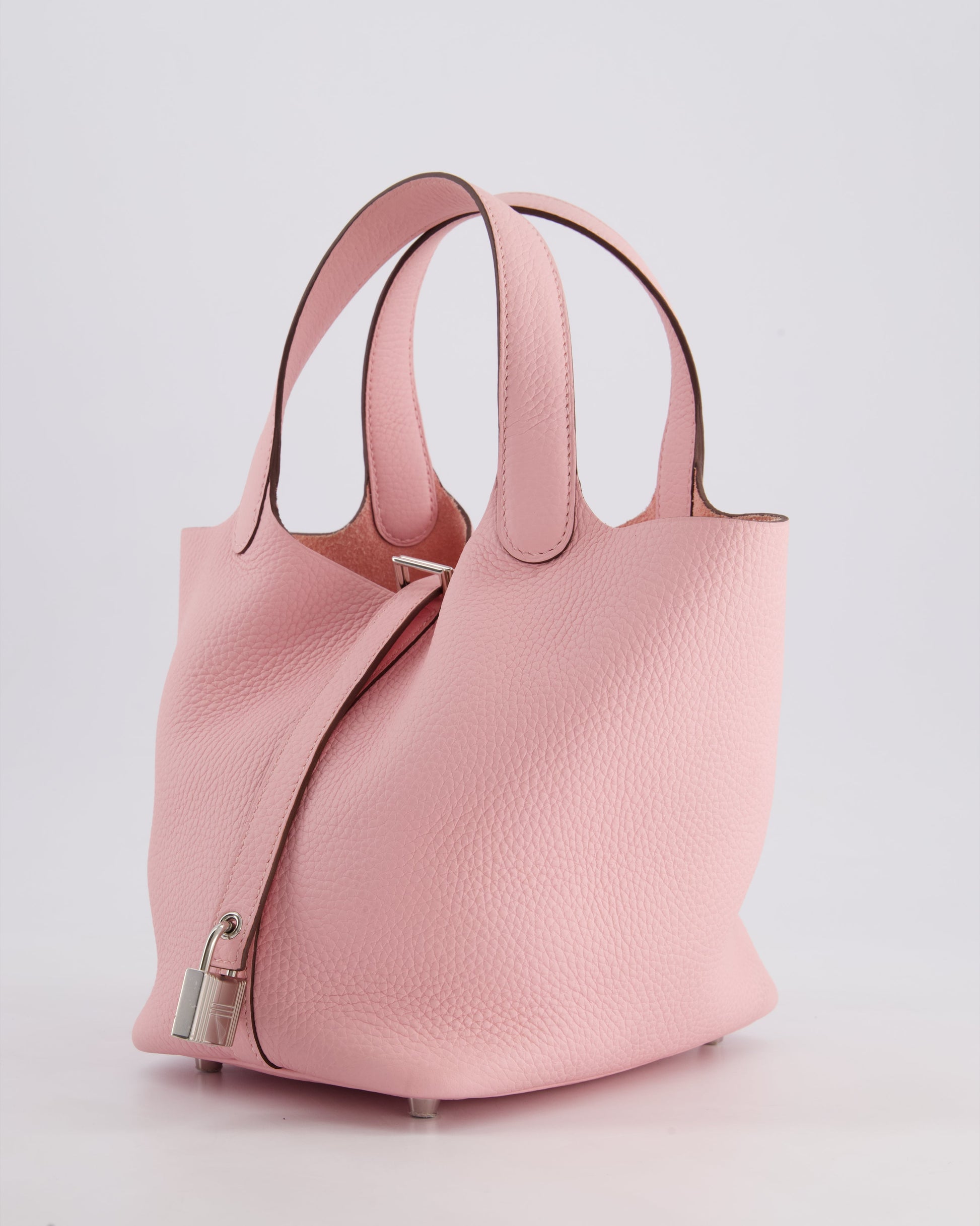 Hermes Picotin Bag 18cm in Rose Sakura Clemence Leather with Palladium Hardware
