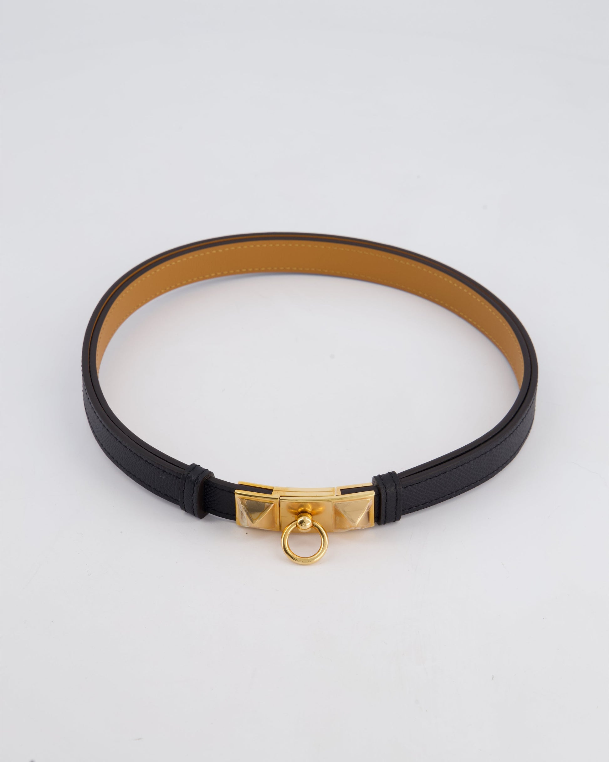 Hermes Collier De Chien 18 Belt in Black Epsom Leather with Rose Gold Hardware