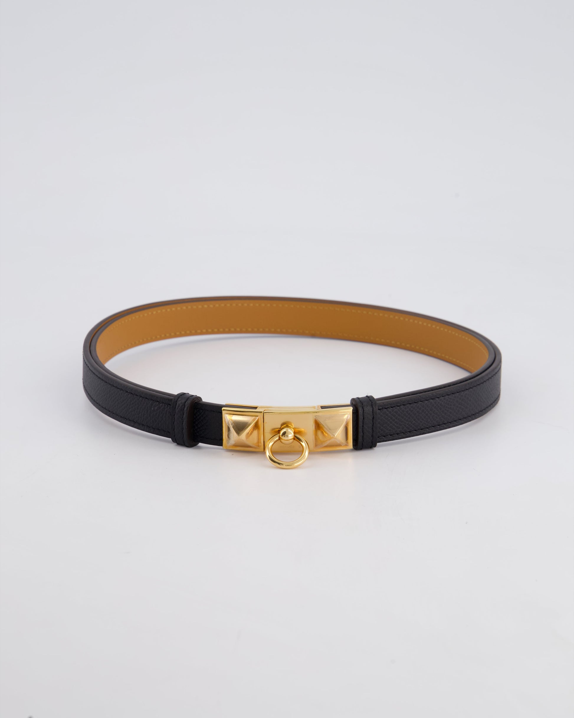 Hermes Collier De Chien 18 Belt in Black Epsom Leather with Rose Gold Hardware