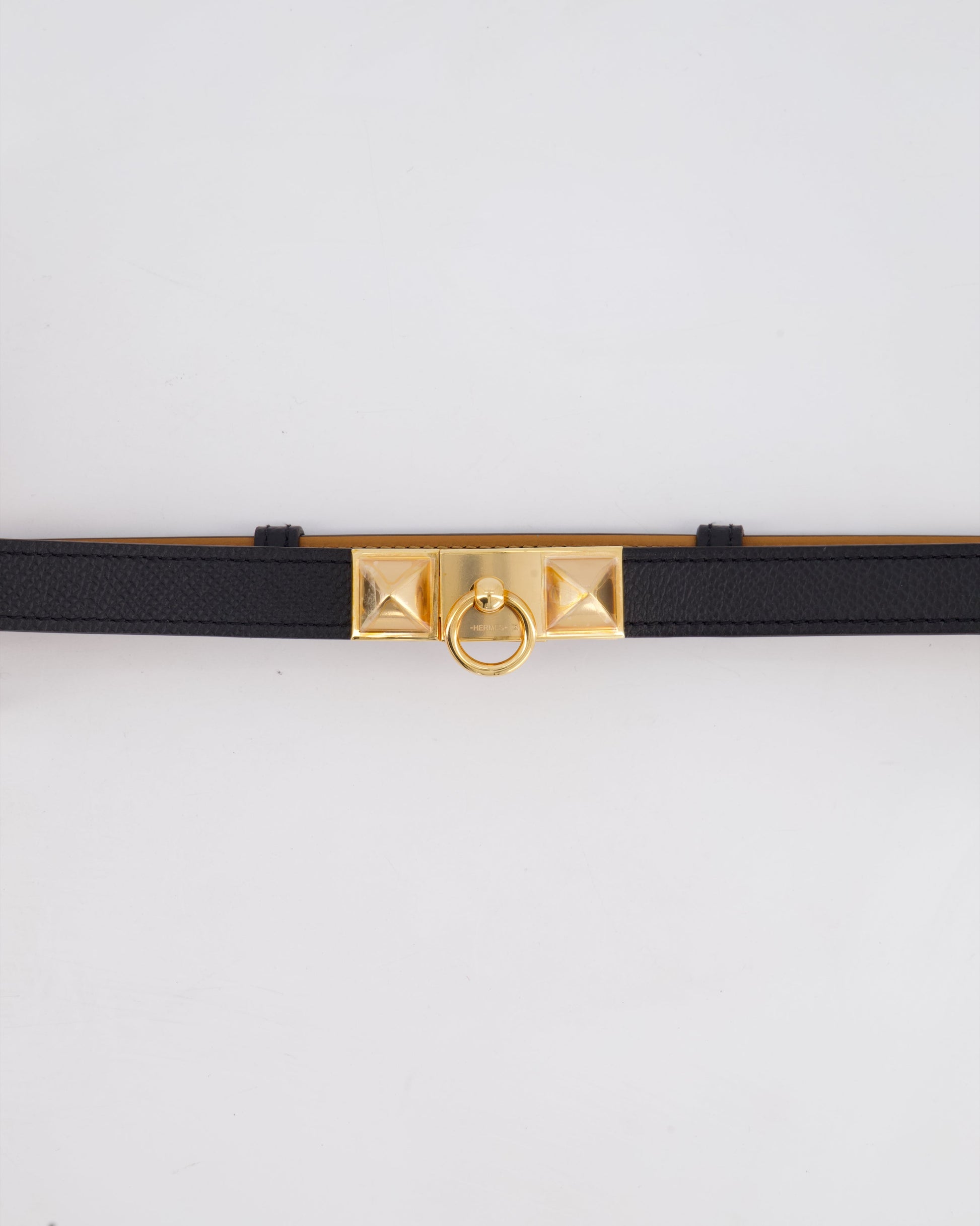 Hermes Collier De Chien 18 Belt in Black Epsom Leather with Rose Gold Hardware
