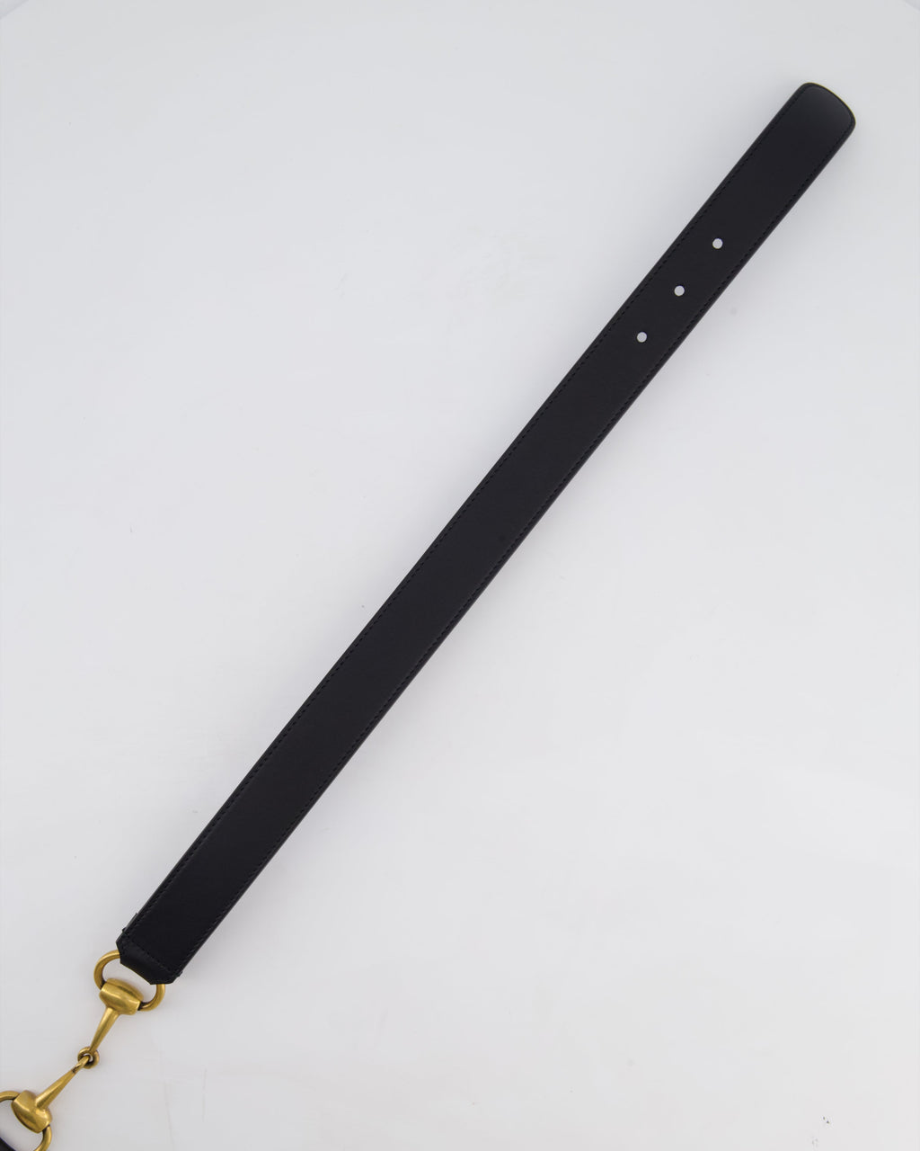 Gucci Black Leather Horsebit Buckle Belt with Antique Gold Hardware Size 85cm