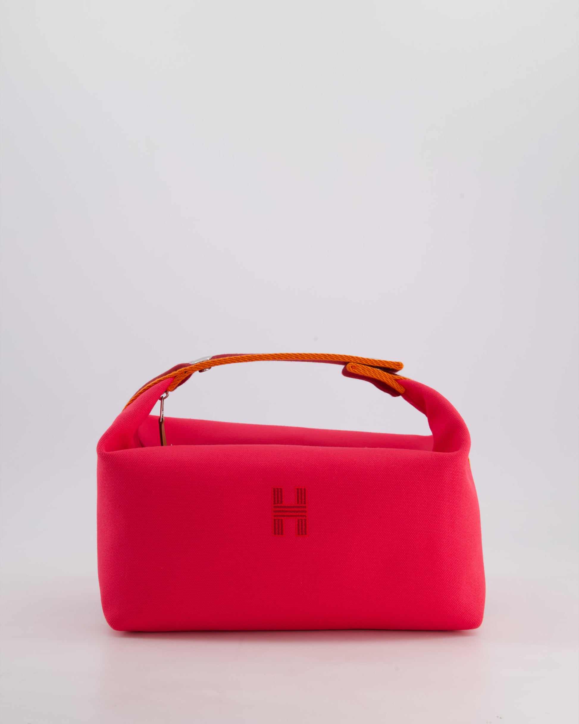 Hermes Large Bride-a-Brac Case in Hibiscus Canvas with Palladium Hardware