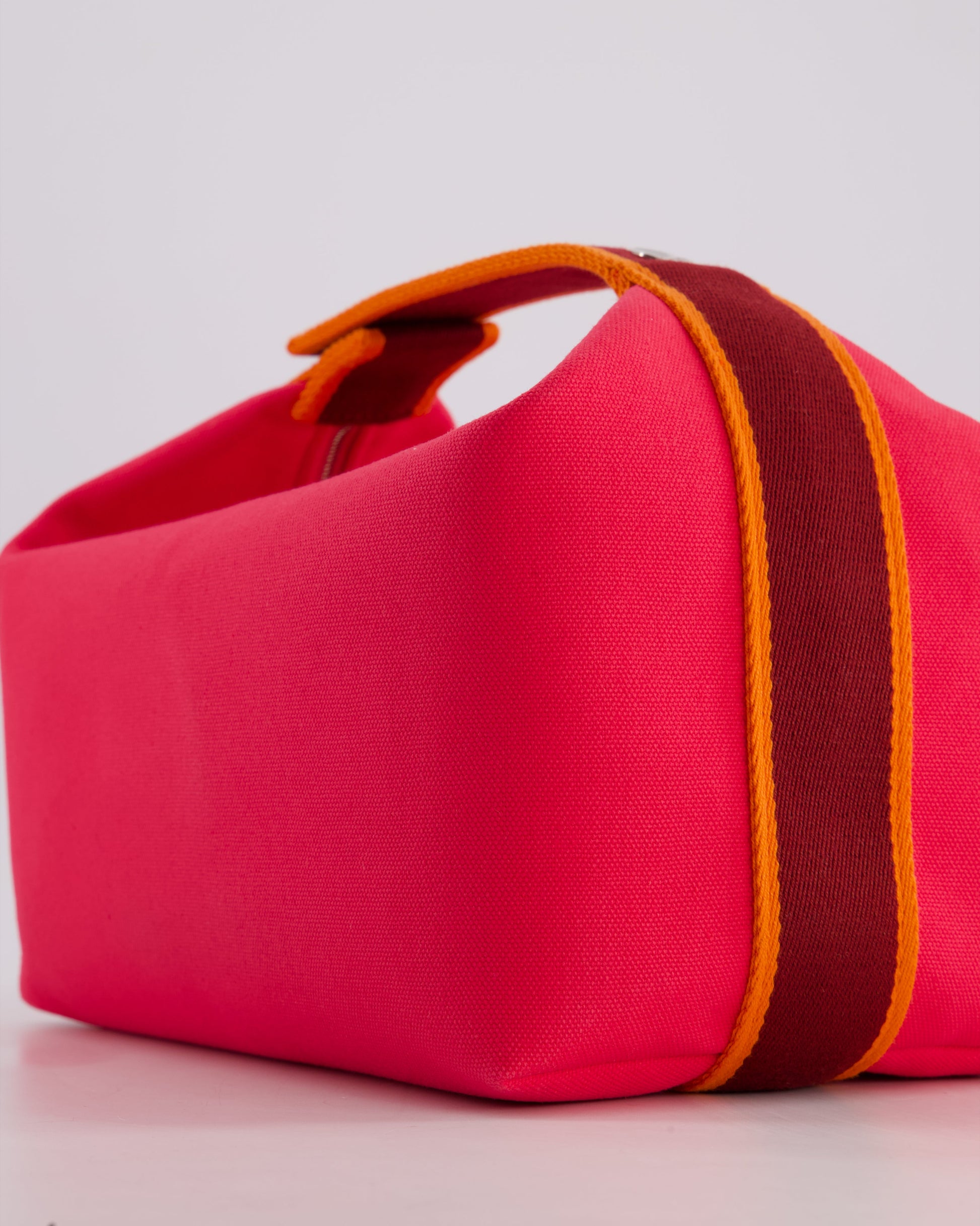 Hermes Large Bride-a-Brac Case in Hibiscus Canvas with Palladium Hardware