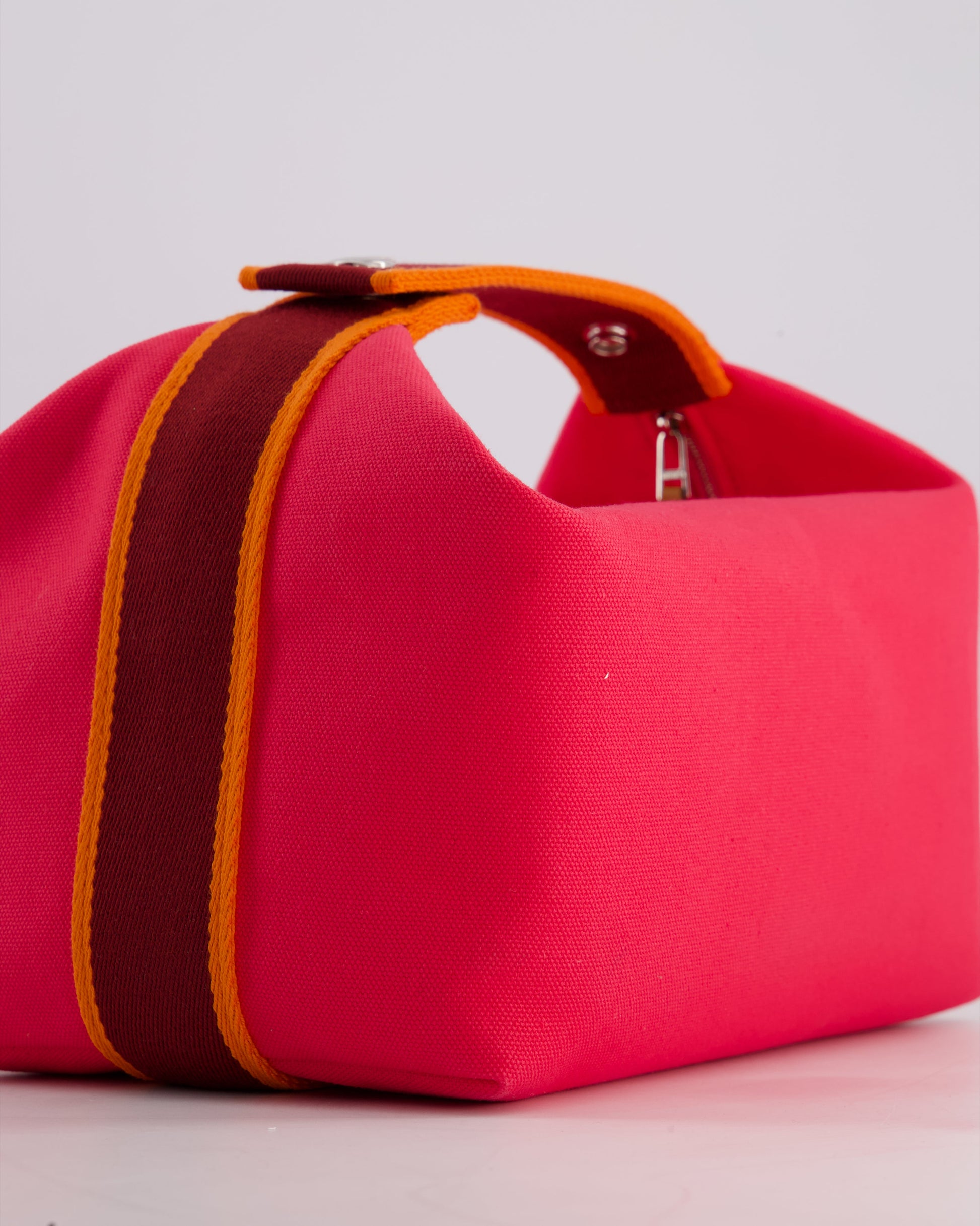 Hermes Large Bride-a-Brac Case in Hibiscus Canvas with Palladium Hardware