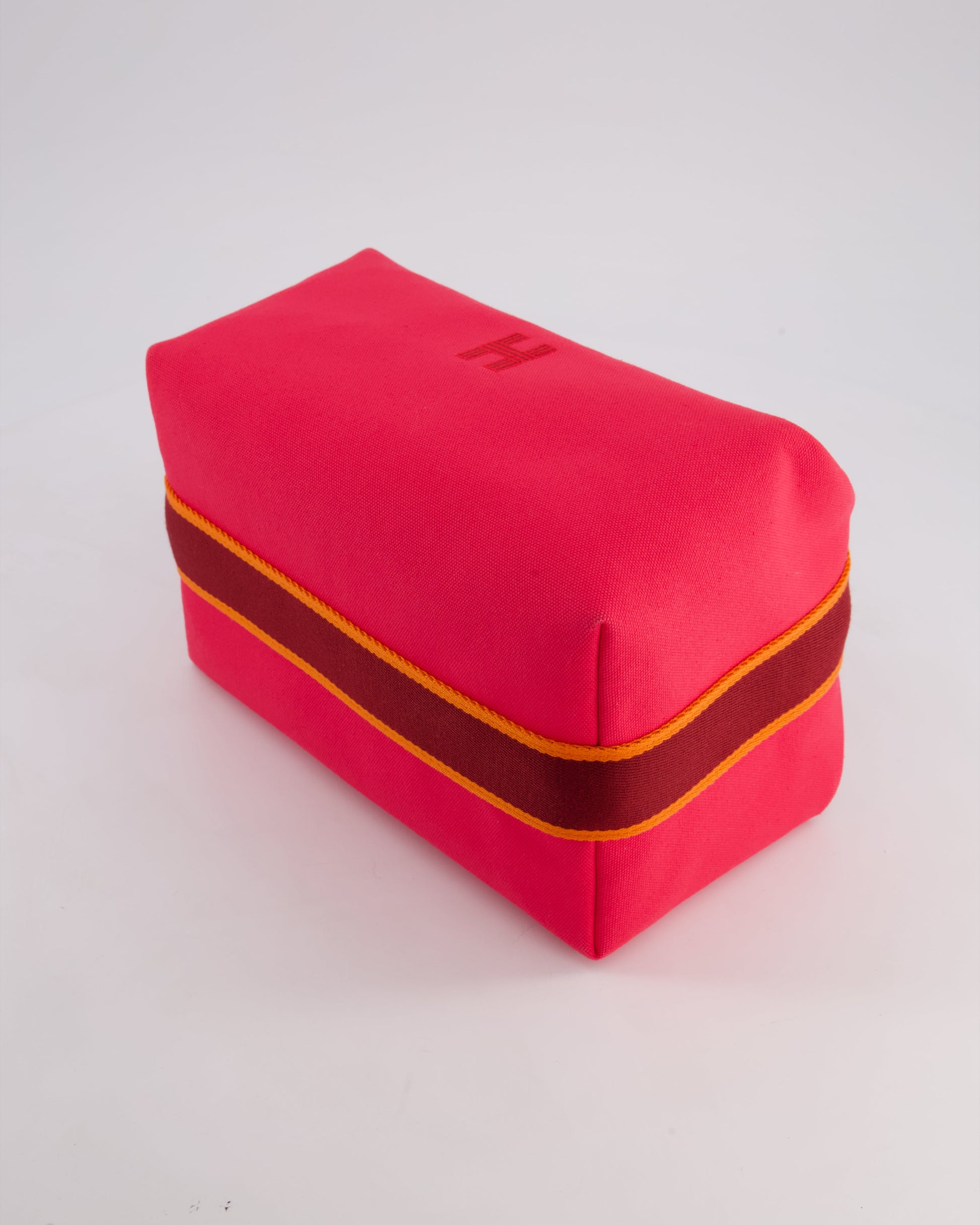 Hermes Large Bride-a-Brac Case in Hibiscus Canvas with Palladium Hardware