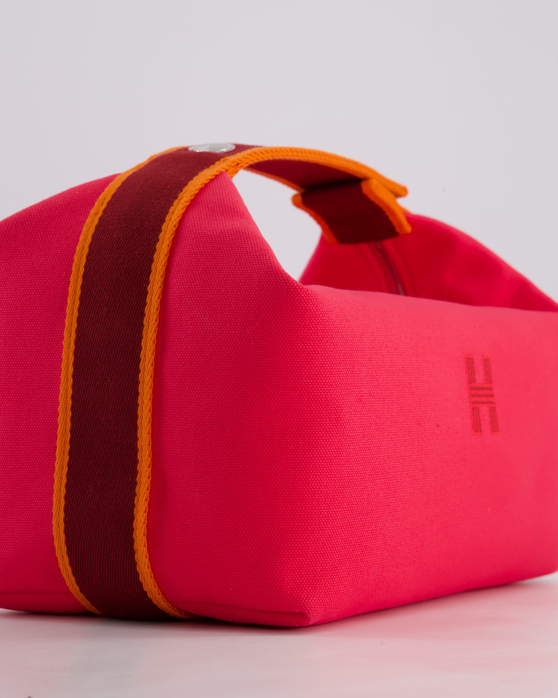 Hermes Large Bride-a-Brac Case in Hibiscus Canvas with Palladium Hardware