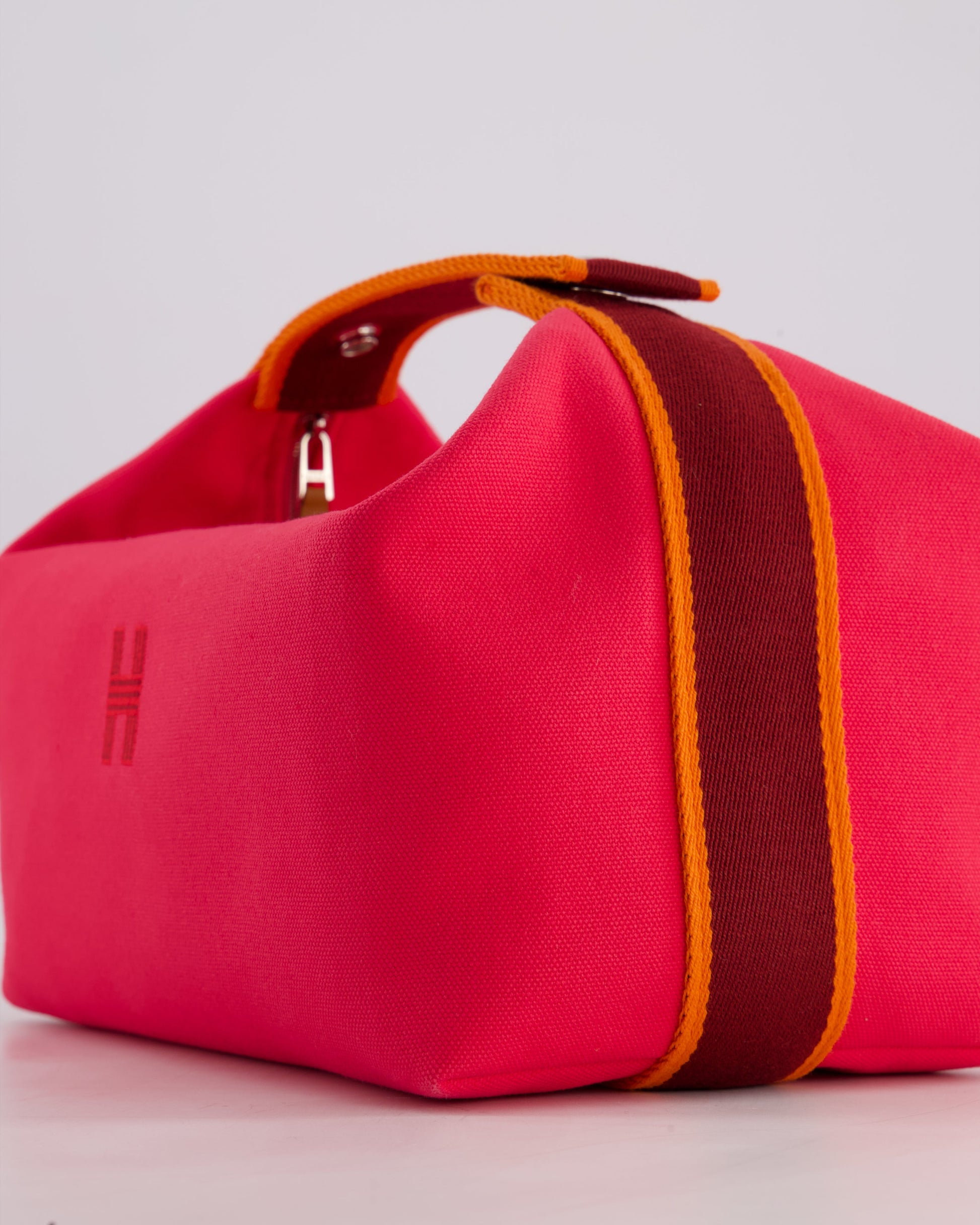 Hermes Large Bride-a-Brac Case in Hibiscus Canvas with Palladium Hardware
