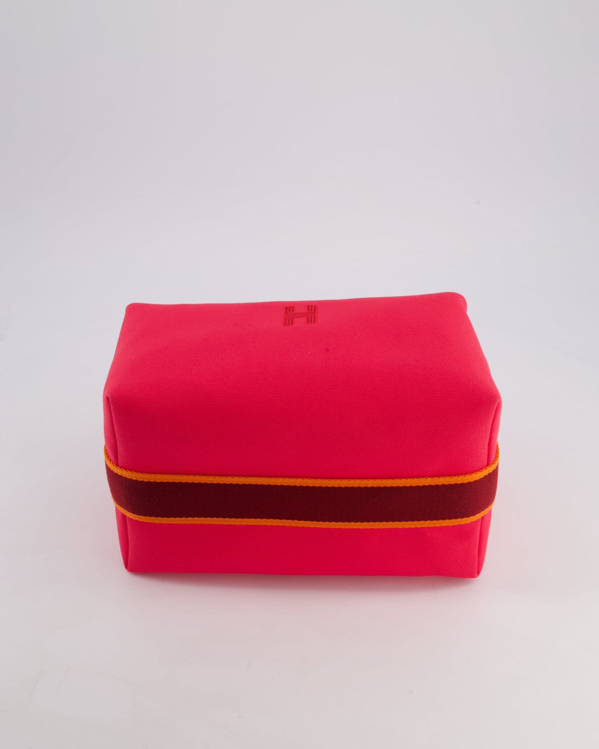Hermes Large Bride-a-Brac Case in Hibiscus Canvas with Palladium Hardware