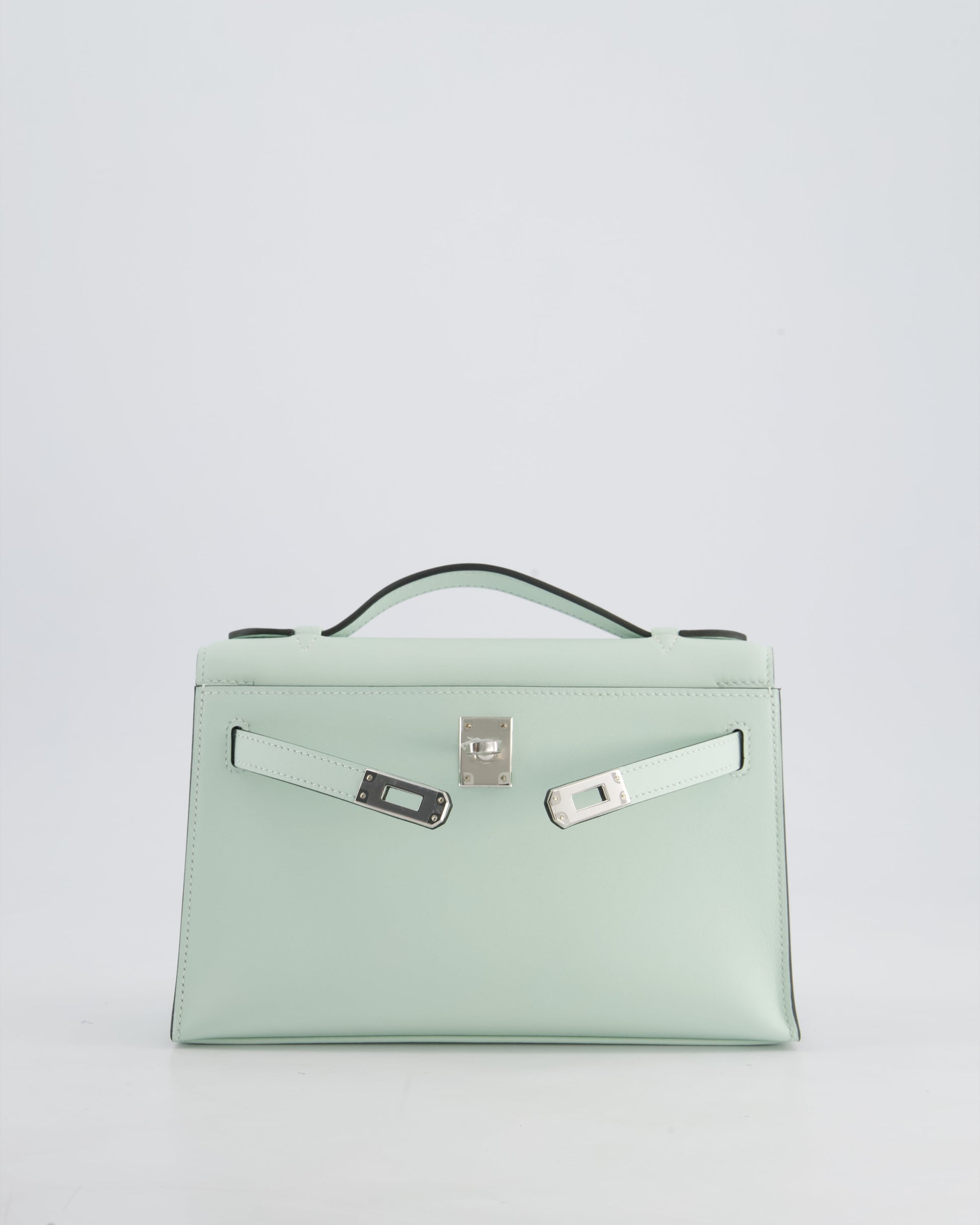 Hermes Mini Kelly Pochette Bag in Vert Peppermint Swift Leather with Palladium Hardware