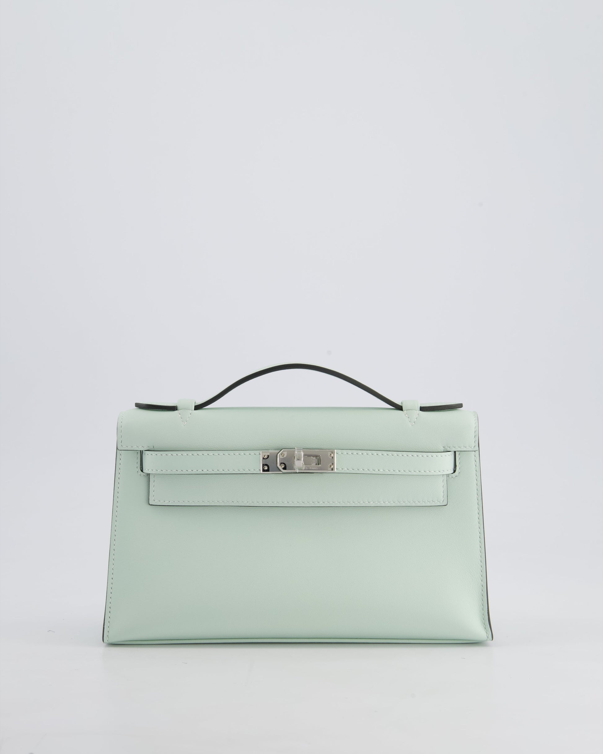 Hermes Mini Kelly Pochette Bag in Vert Peppermint Swift Leather with Palladium Hardware