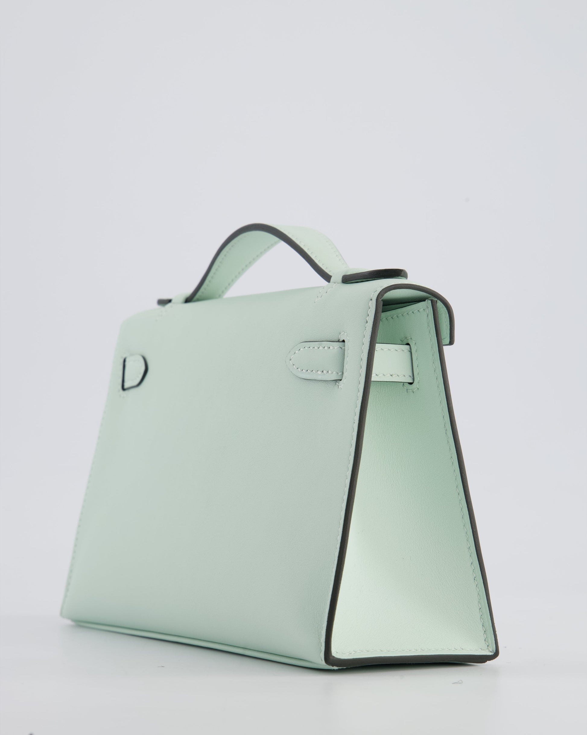 Hermes Mini Kelly Pochette Bag in Vert Peppermint Swift Leather with Palladium Hardware