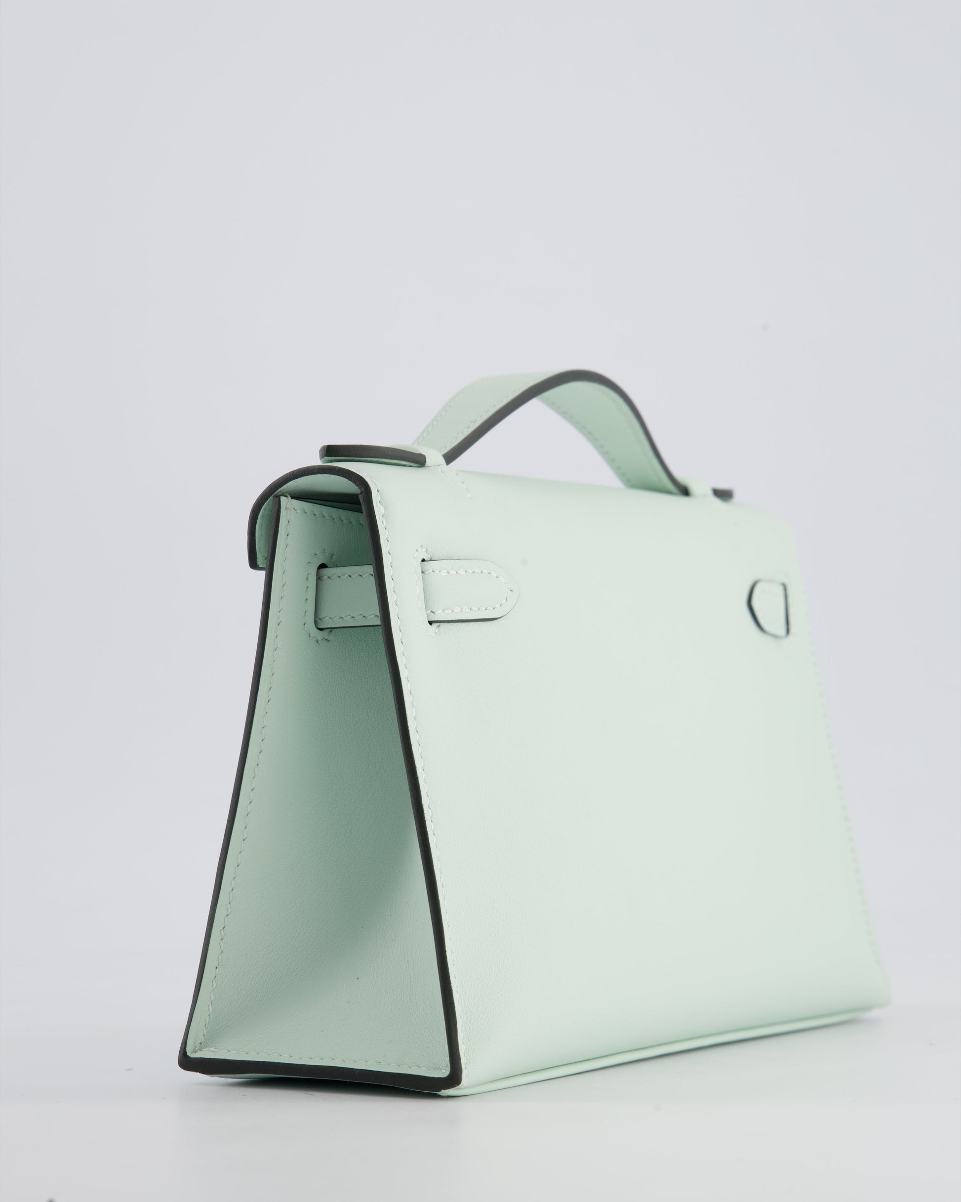 Hermes Mini Kelly Pochette Bag in Vert Peppermint Swift Leather with Palladium Hardware